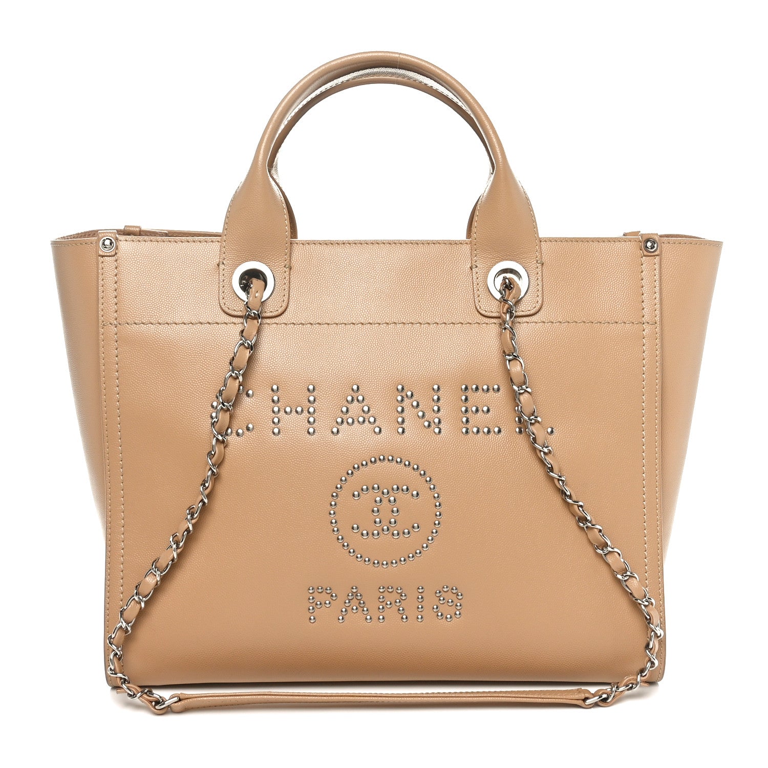 Chanel Caviar Small Studded Deauville Tote Beige 1 of 10