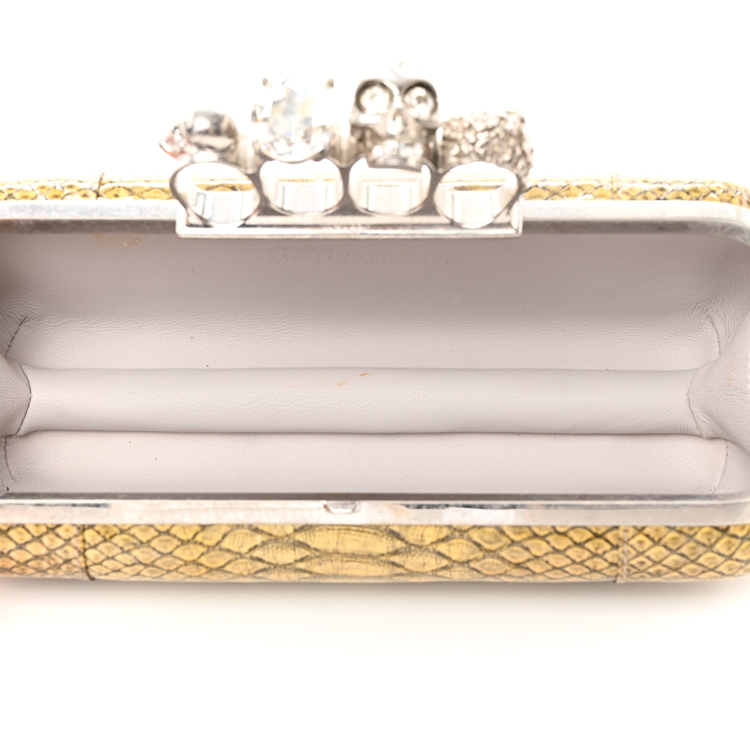 Alexander McQueen Snakeskin Knuckle Box Clutch Beige 6 of 10