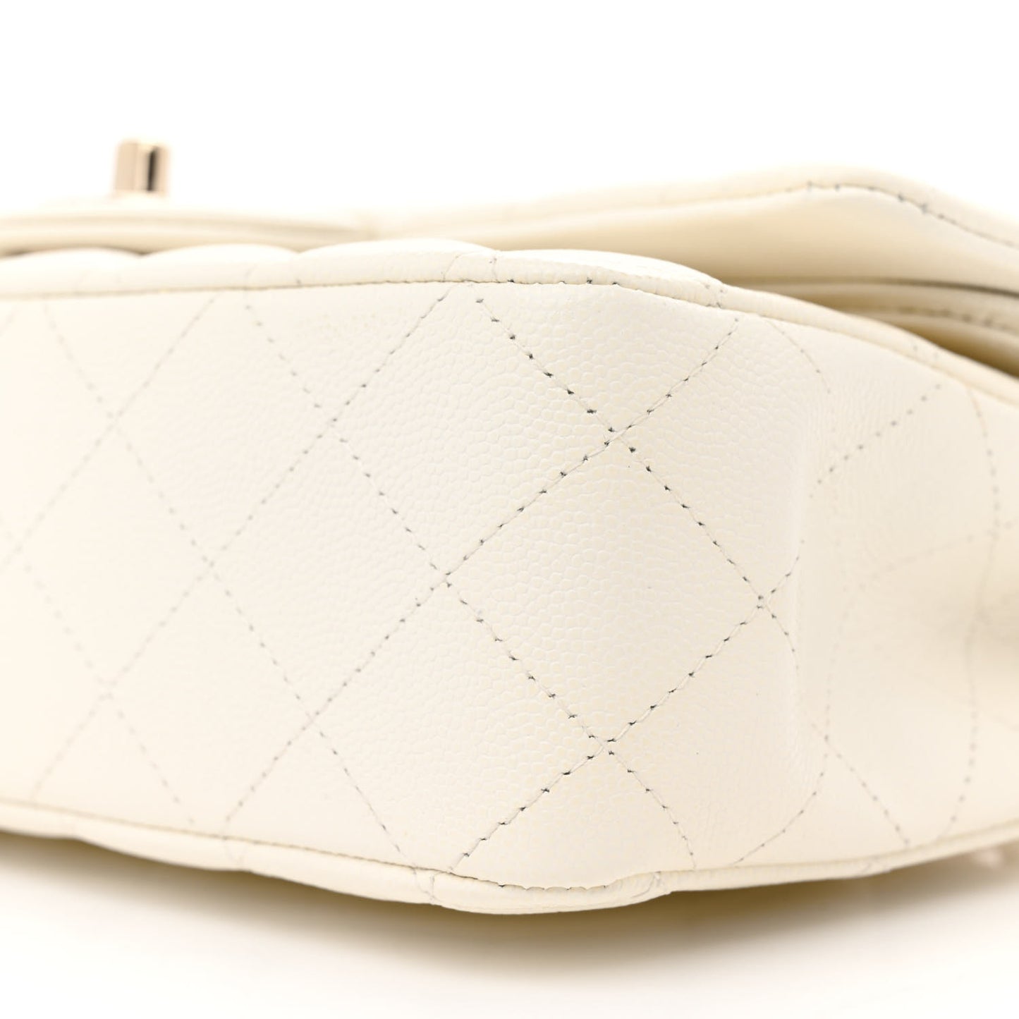 Caviar Quilted Medium Double Flap White