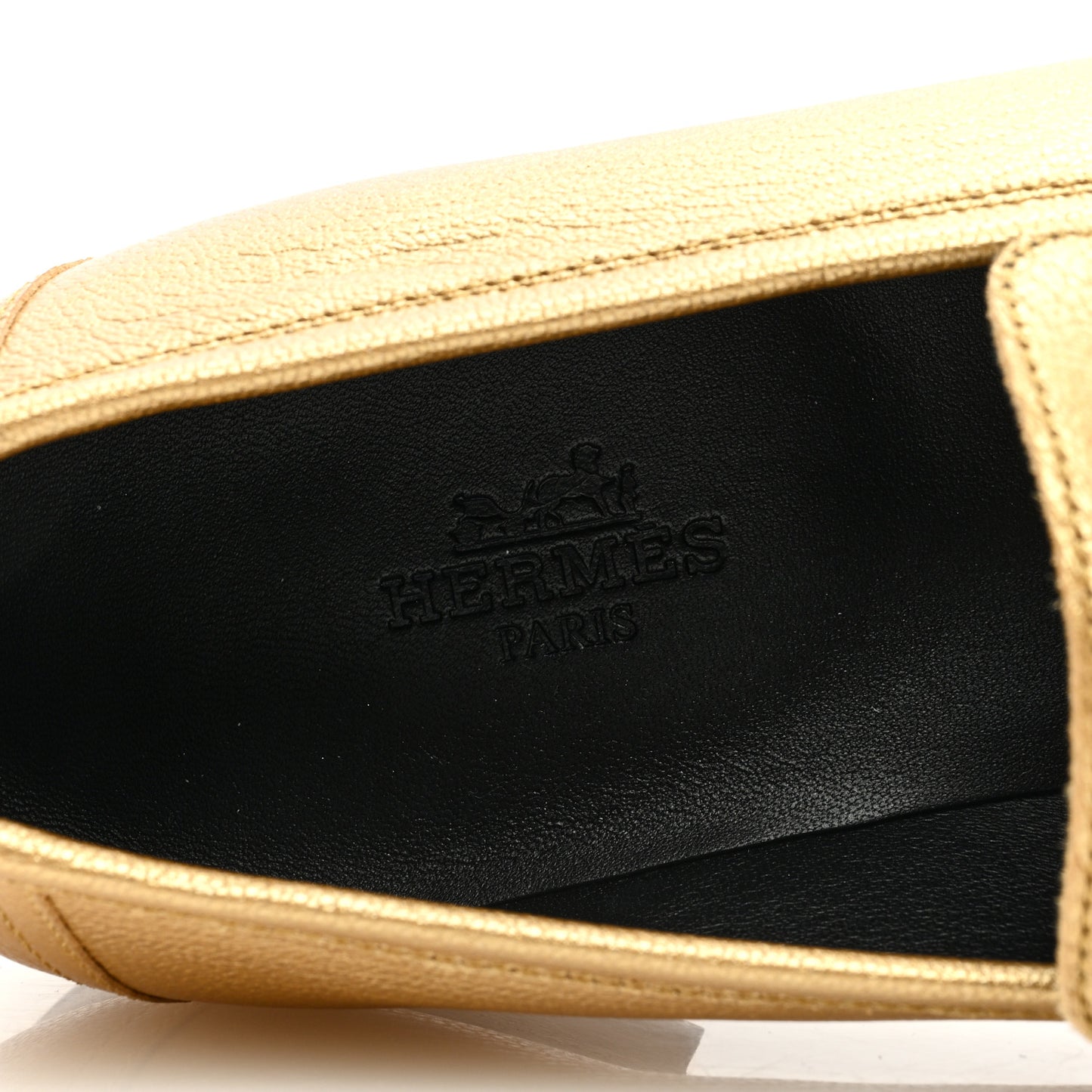 Metallic Goatskin Paris Loafers 37.5 Dore