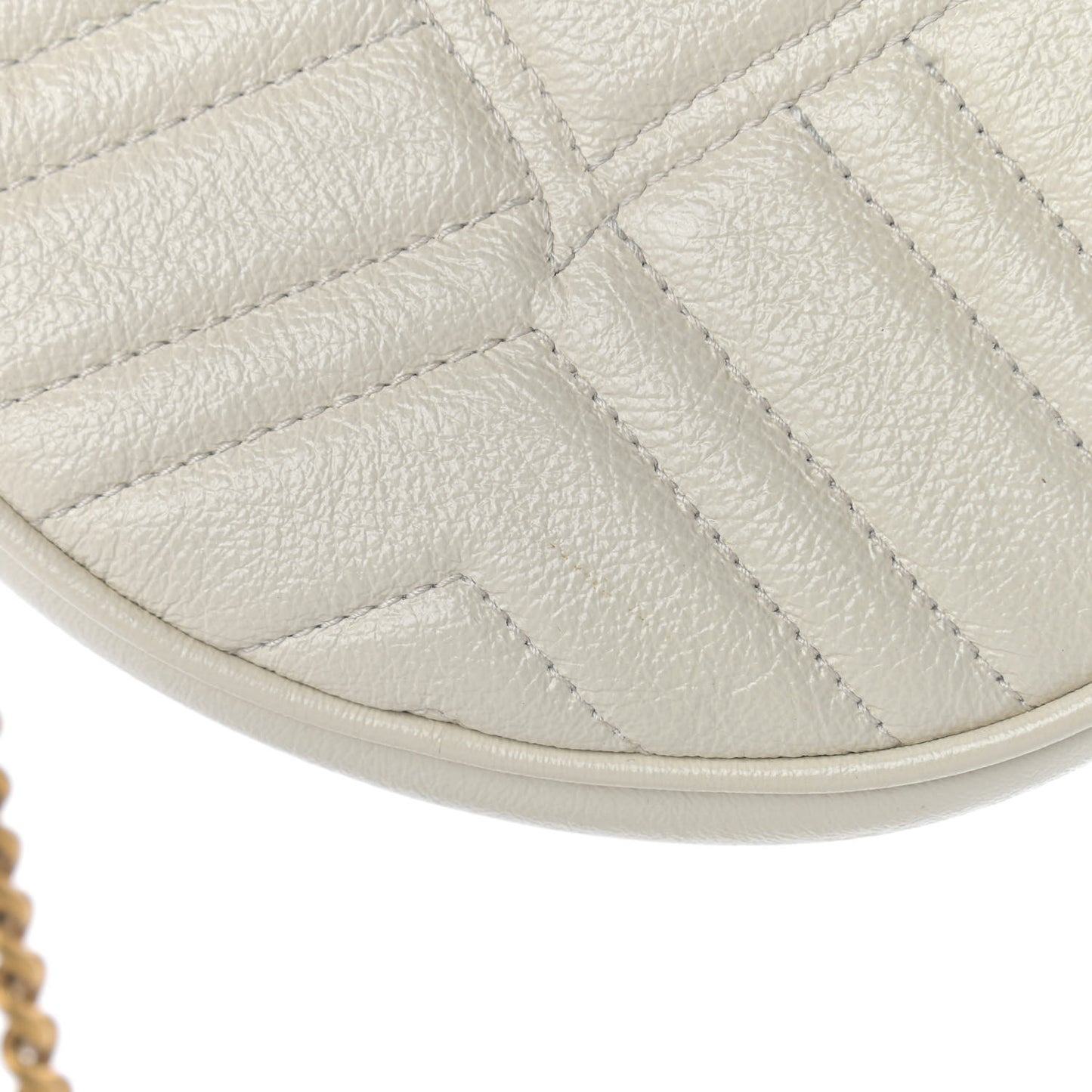 Calfskin Matelasse Mini GG Marmont Round Shoulder Bag White