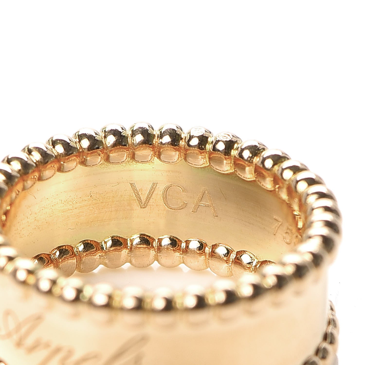 Van Cleef & Arpels 18K Yellow Gold Perlee Signature Ring 47 4.5 5 of 7