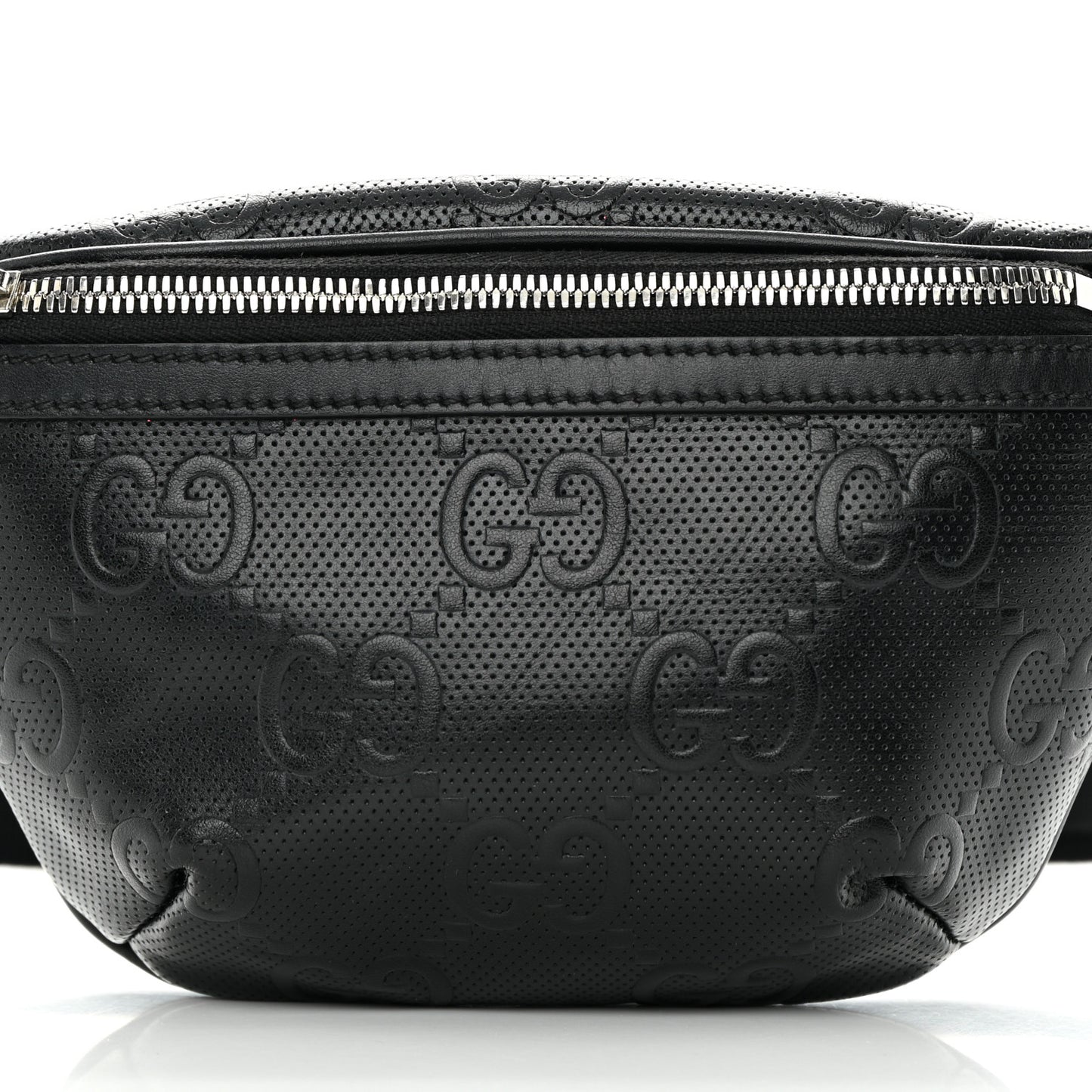 Calfskin GG Tennis Embossed Belt Bag Black