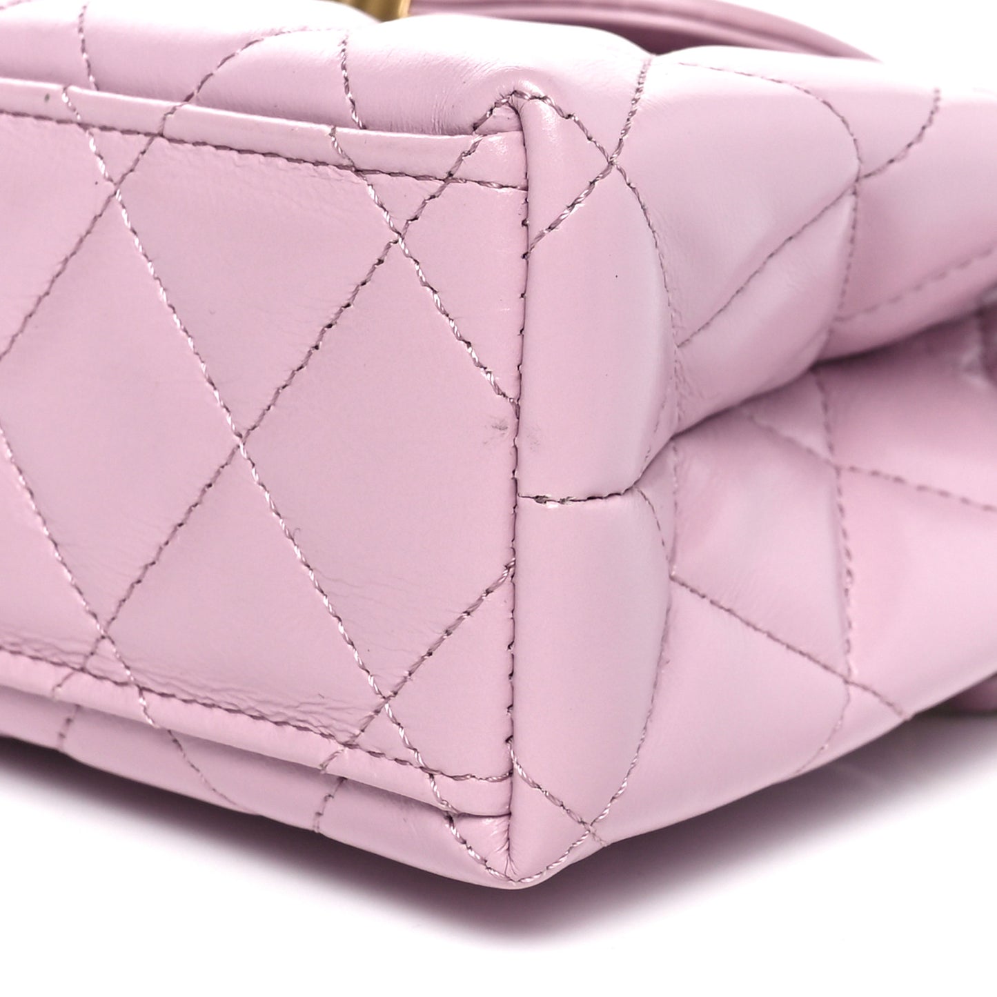 Shiny Aged Calfskin Quilted Nano Kelly Shopper Pink