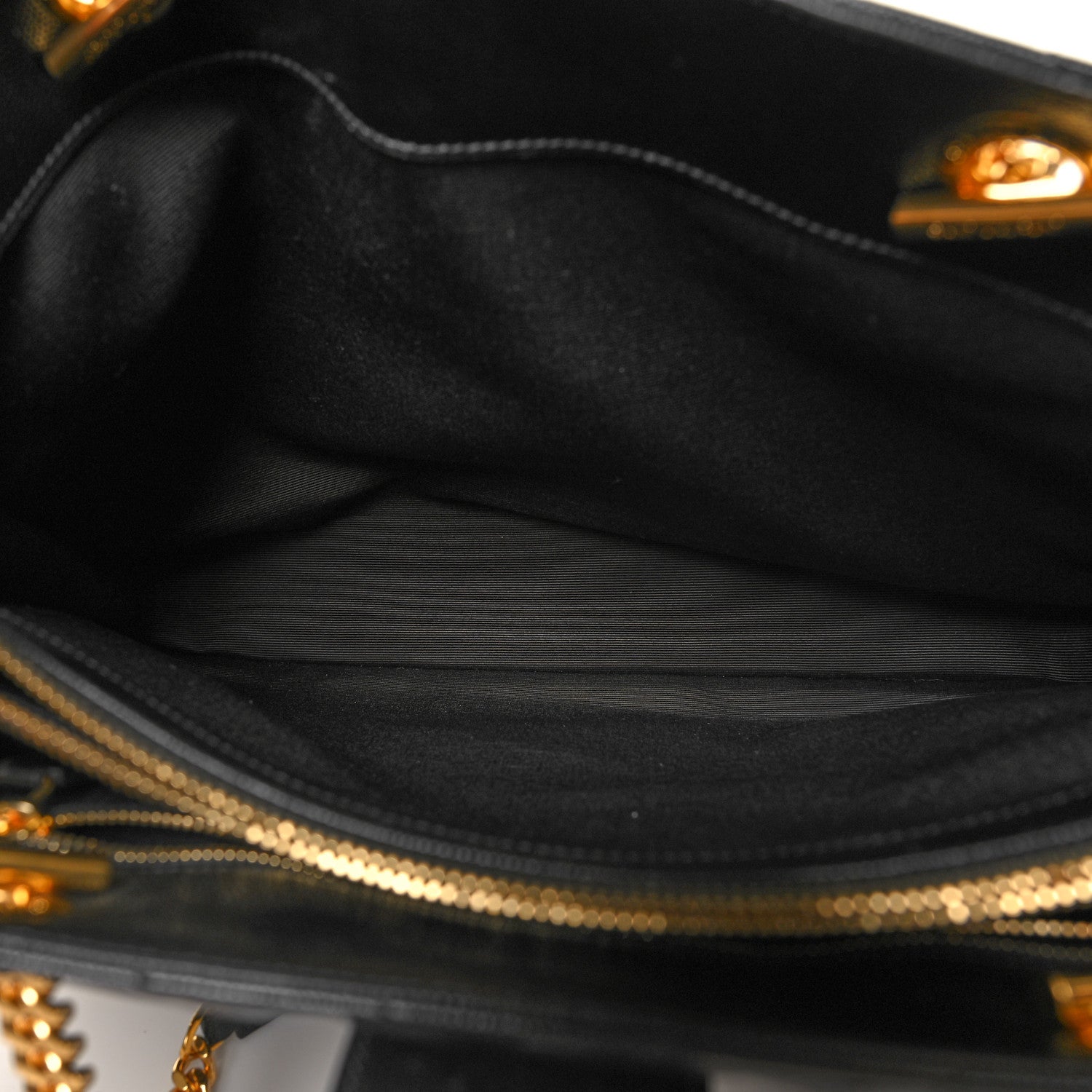 Saint Laurent Grain De Poudre Matelasse Chevron Monogram Shopping Bag Black 5 of 11
