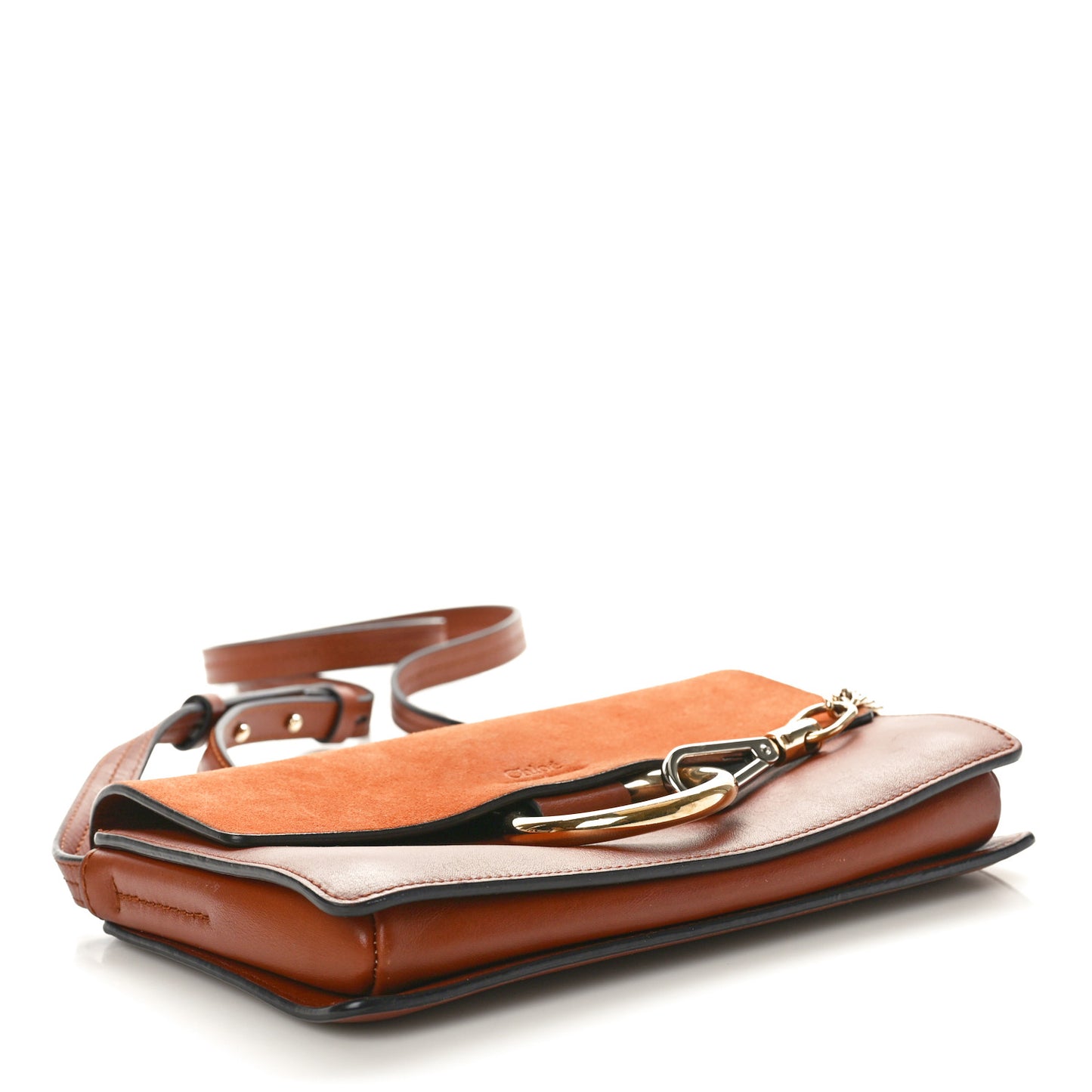 Suede Calfskin Small Faye Shoulder Bag Tobacco