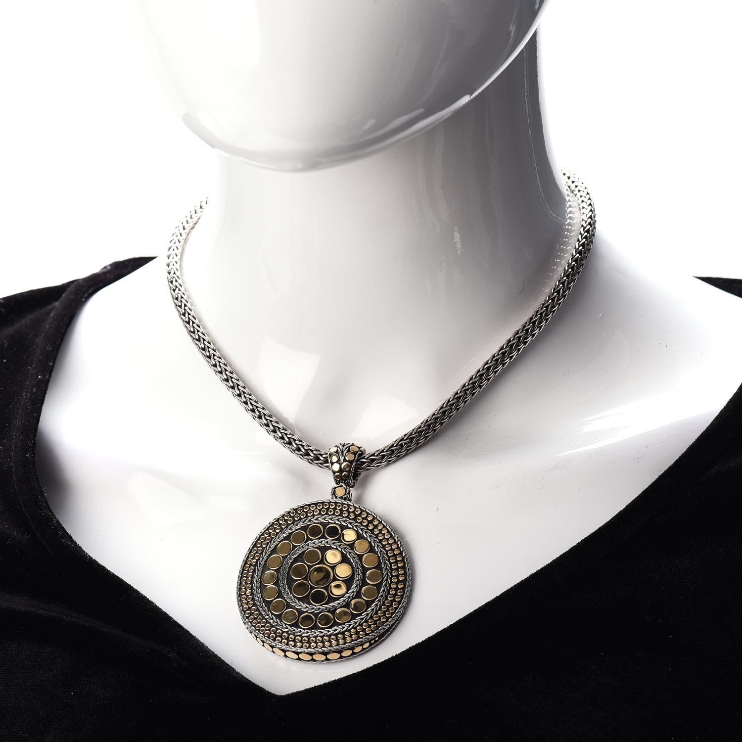 John Hardy Sterling Silver 18K Yellow Gold Dot Enhancer Pendant Necklace 2 of 4