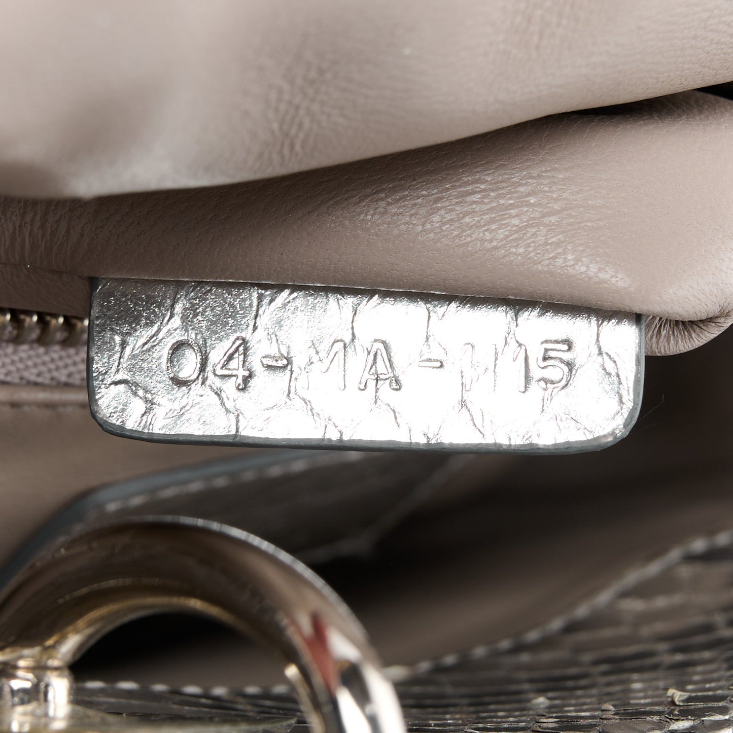 Metallic Snakeskin Mini Lady Dior Silver