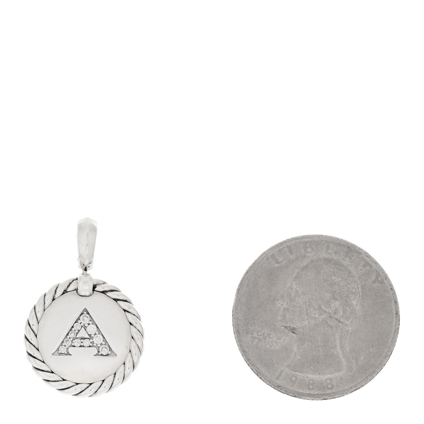 Sterling Silver Diamond Initial A Charm