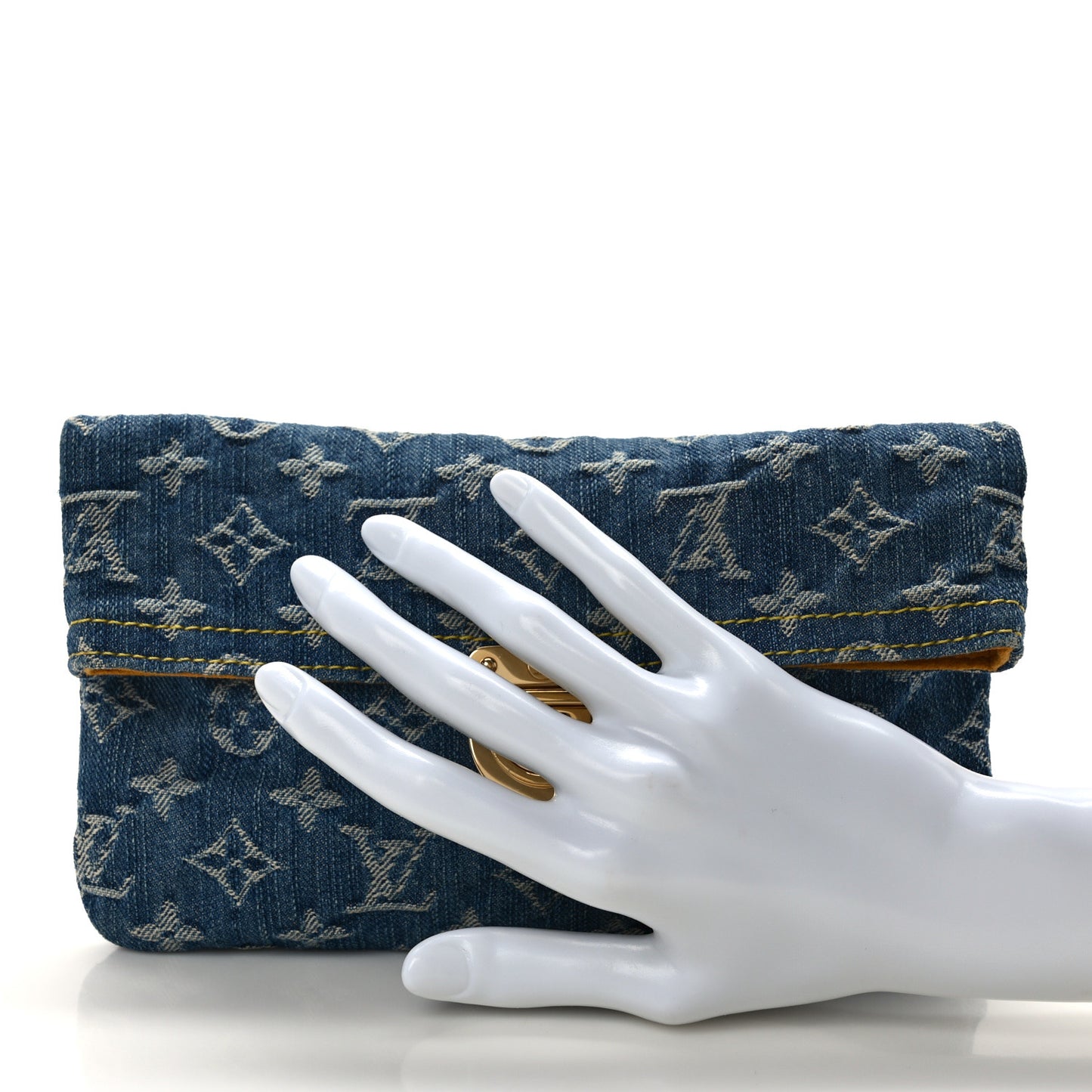 Monogram Denim Pochette Plat Clutch Blue