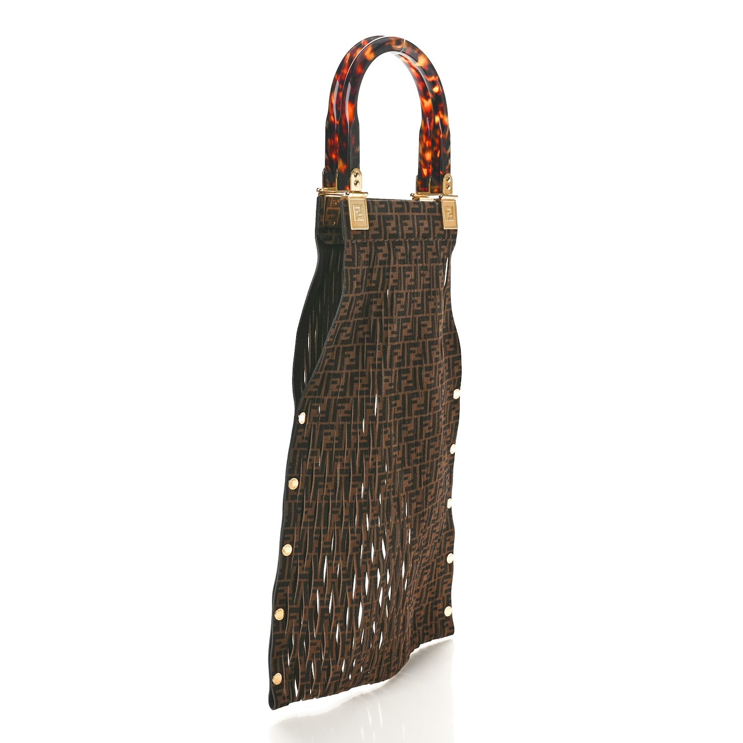 Suede Plexiglass FF Mesh Fendi Sunny Tote Bag Sigaro Moro