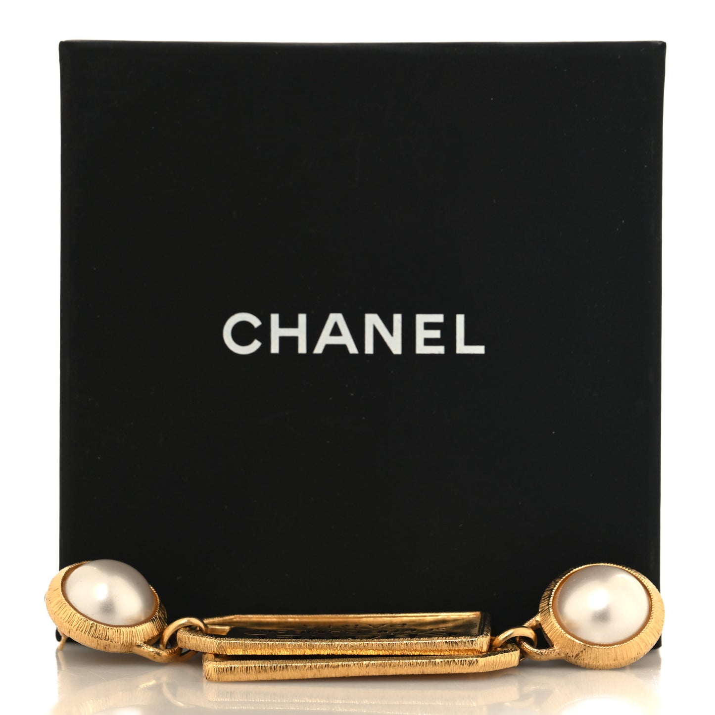Pearl CC Tags Drop Earrings Gold
