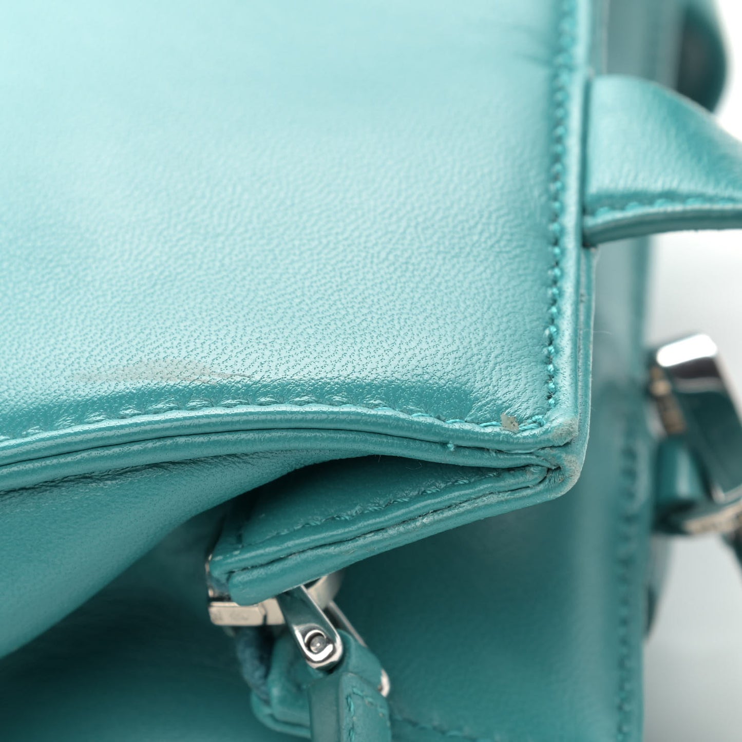 Nappa Triangle Pocket Small Tote Bag Teal