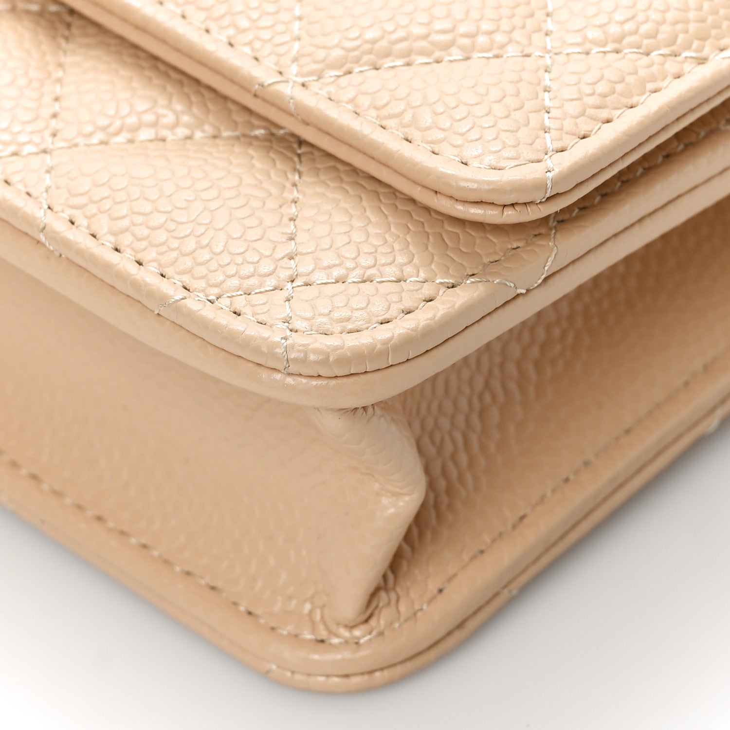 Chanel Caviar Quilted Wallet On Chain WOC Light Beige 9 of 10