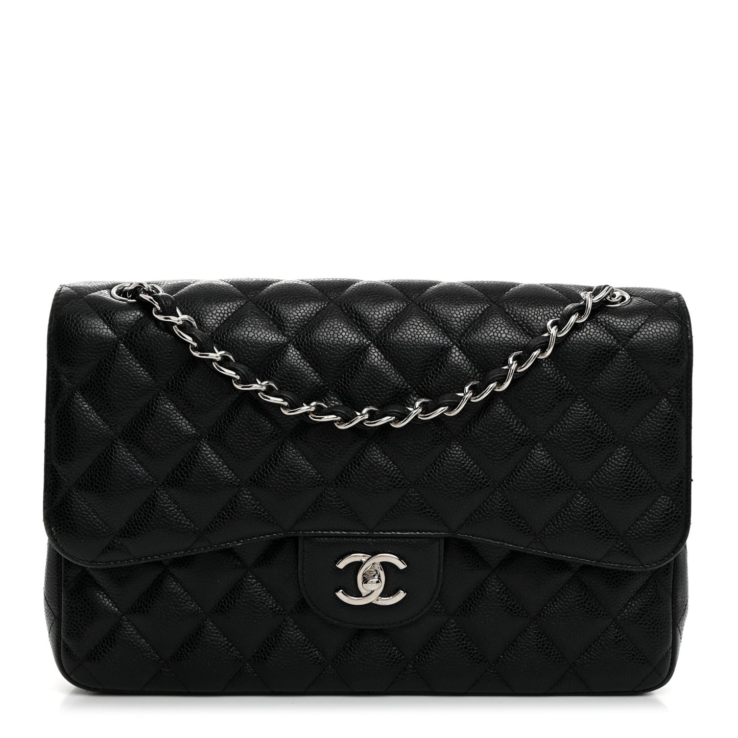 Caviar Quilted Jumbo Double Flap Black