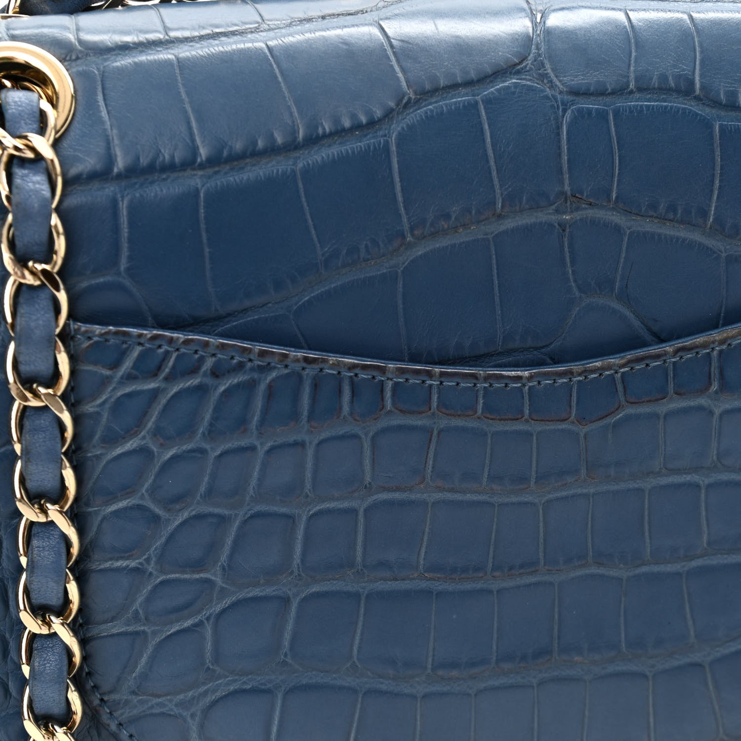 Chanel Alligator Medium Double Flap Blue 13 of 15