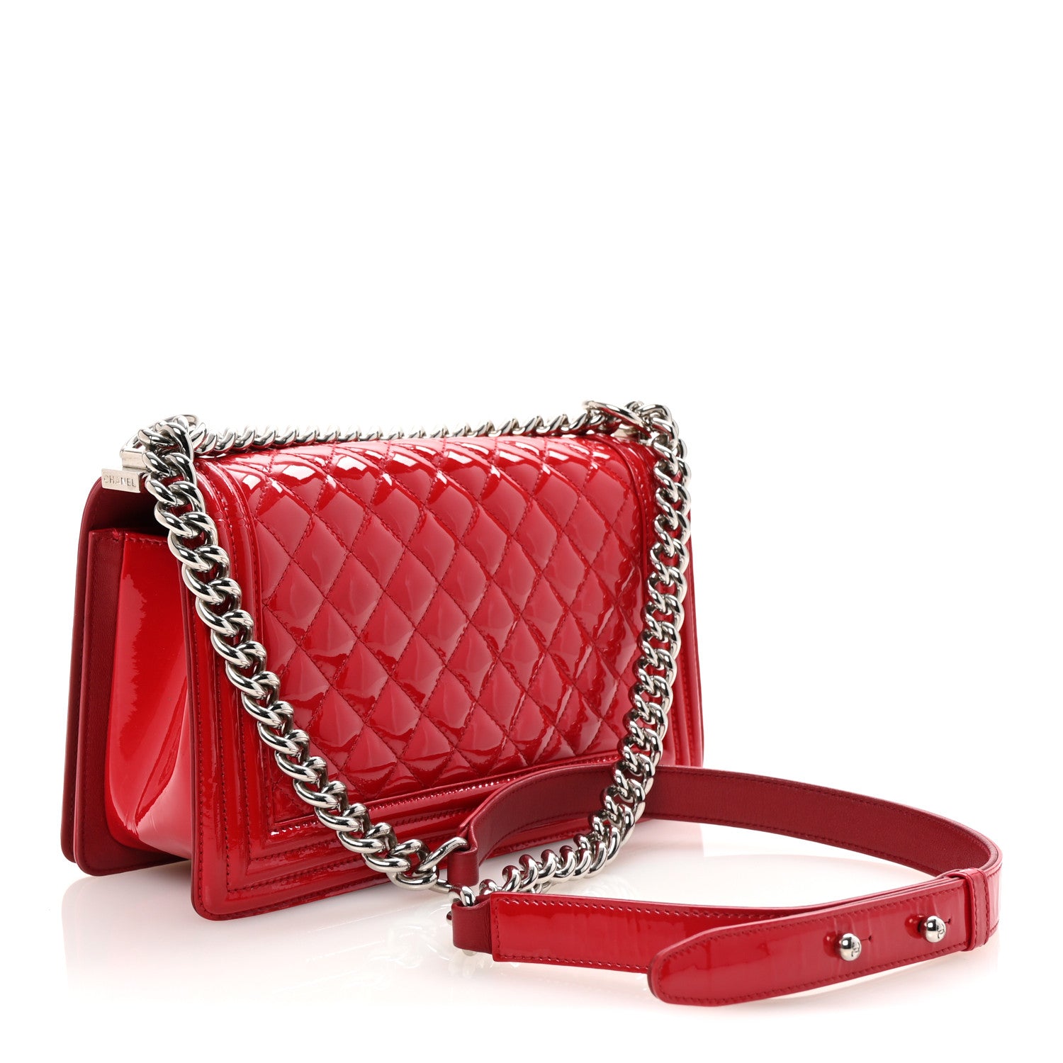 Chanel Patent Calfskin Quilted Medium Plexiglass Boy Flap Red 3 of 10