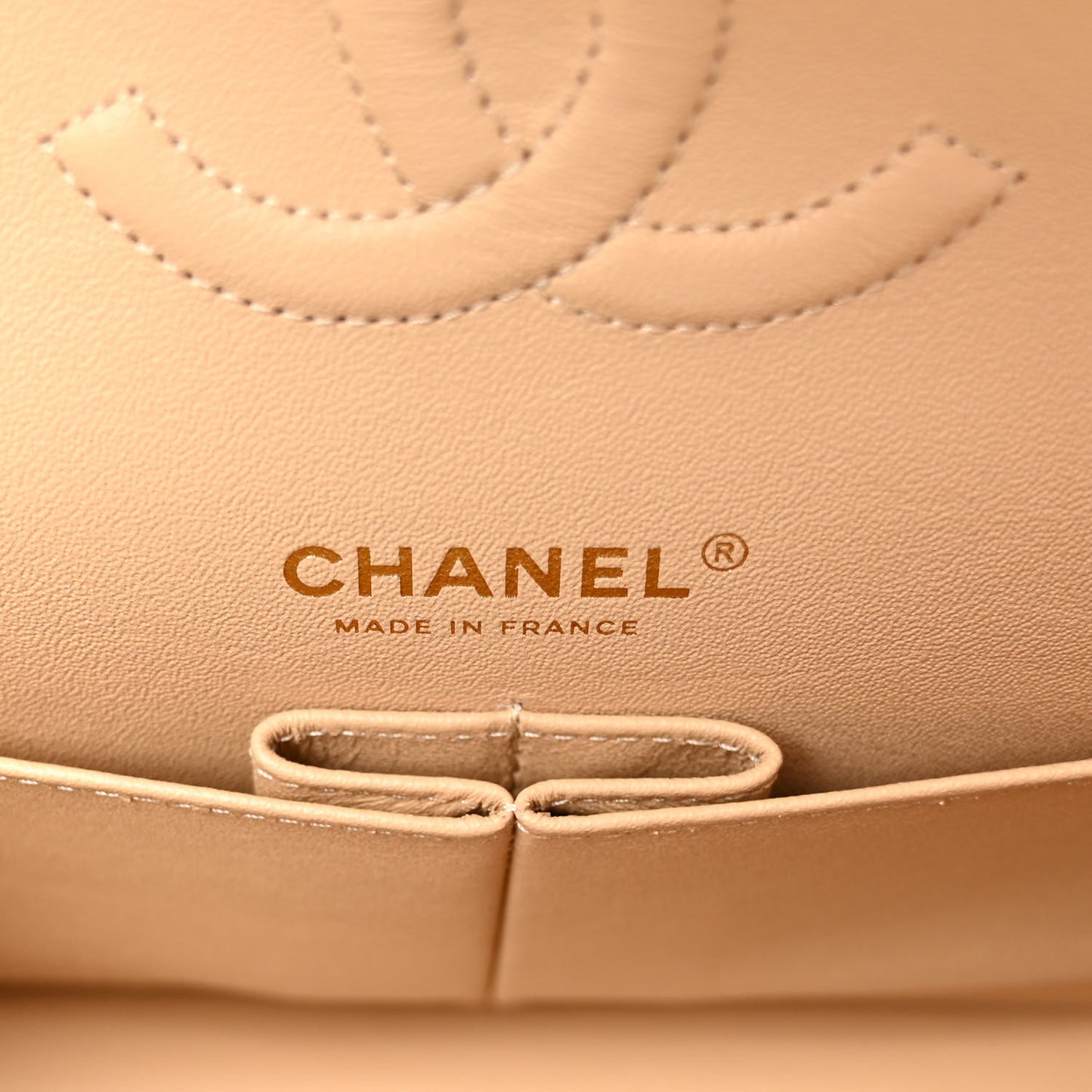 Caviar Quilted Medium Double Flap Beige
