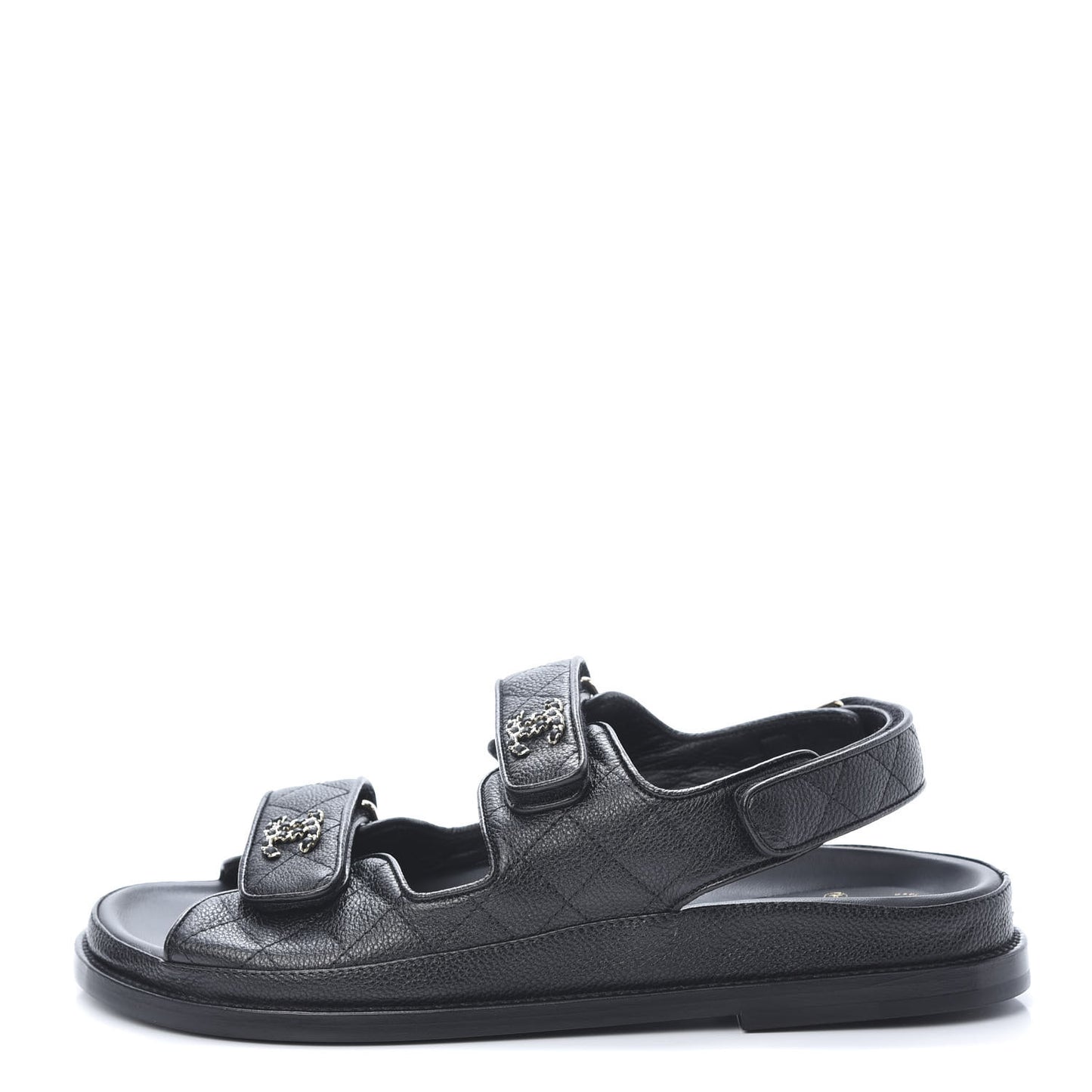 Grained Calfskin Velcro Dad Sandals 39.5 Black