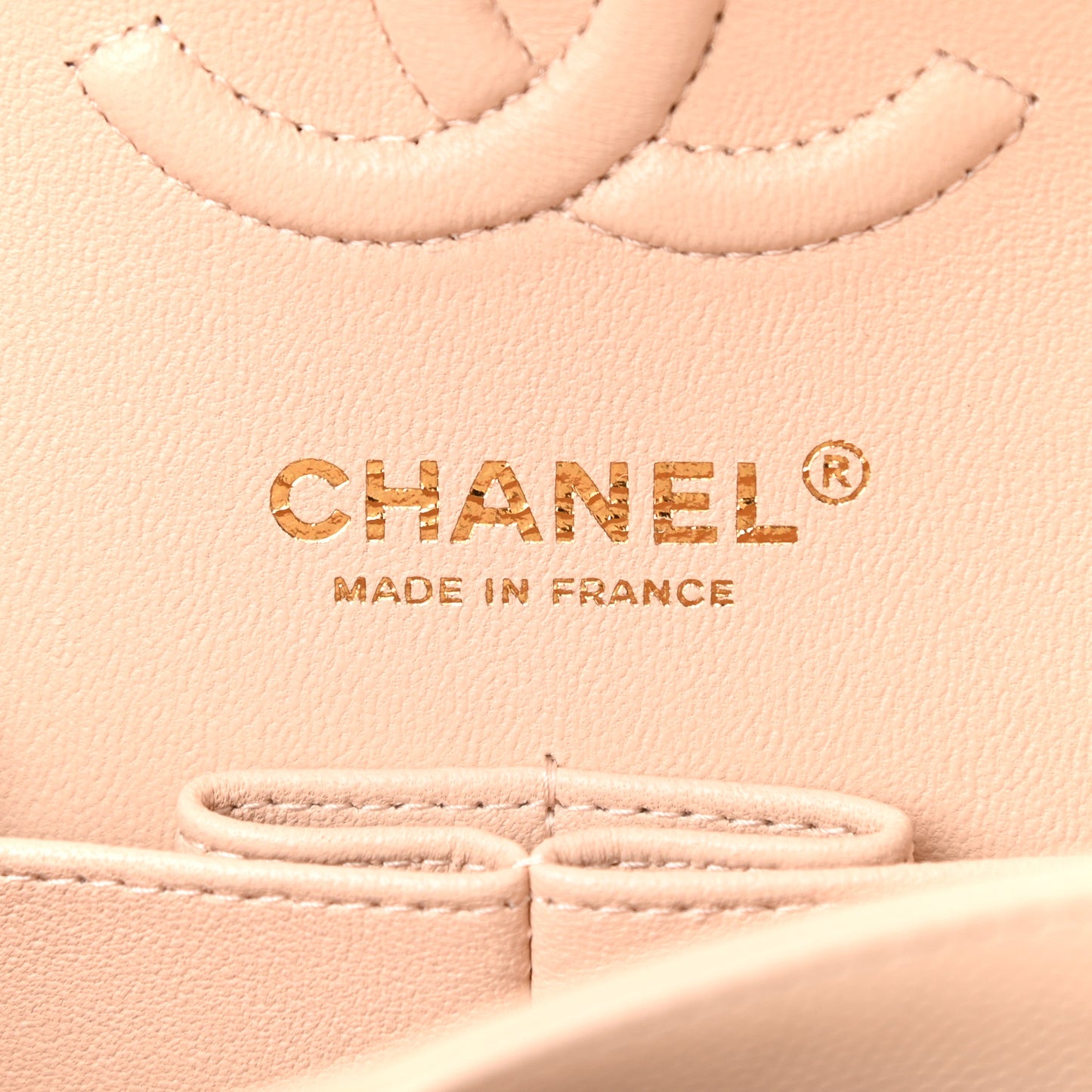 Caviar Chevron Quilted Small Double Flap Beige