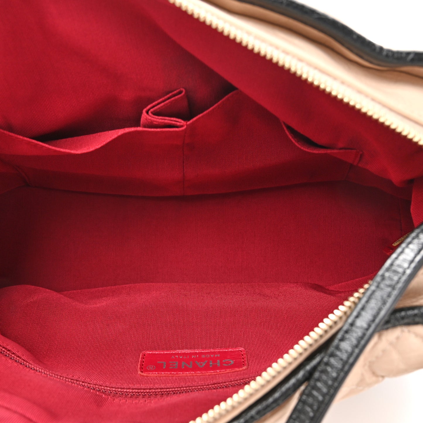 Aged Calfskin Quilted Medium Gabrielle Hobo Beige Black