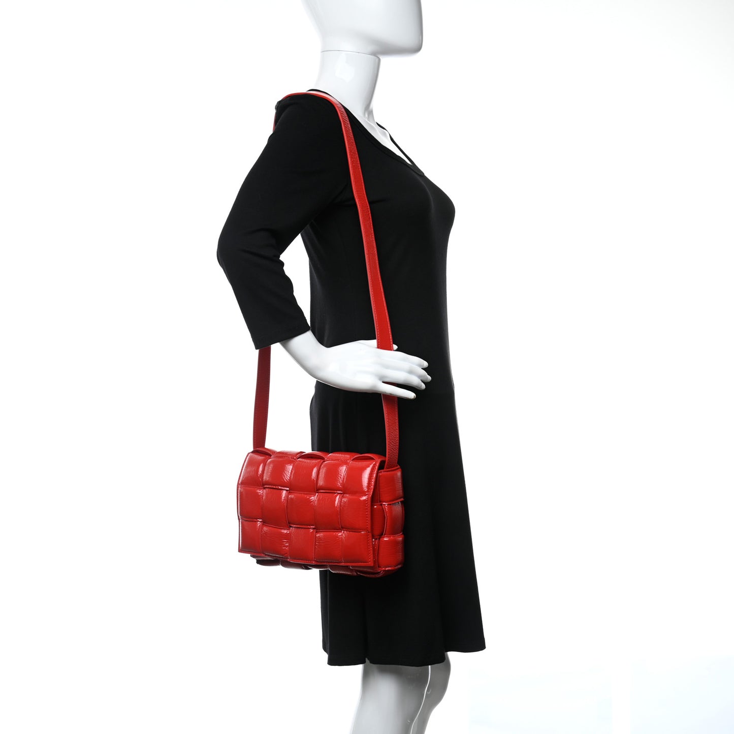 Textured Deerskin Maxi Intrecciato Padded Cassette Crossbody Bag Chili