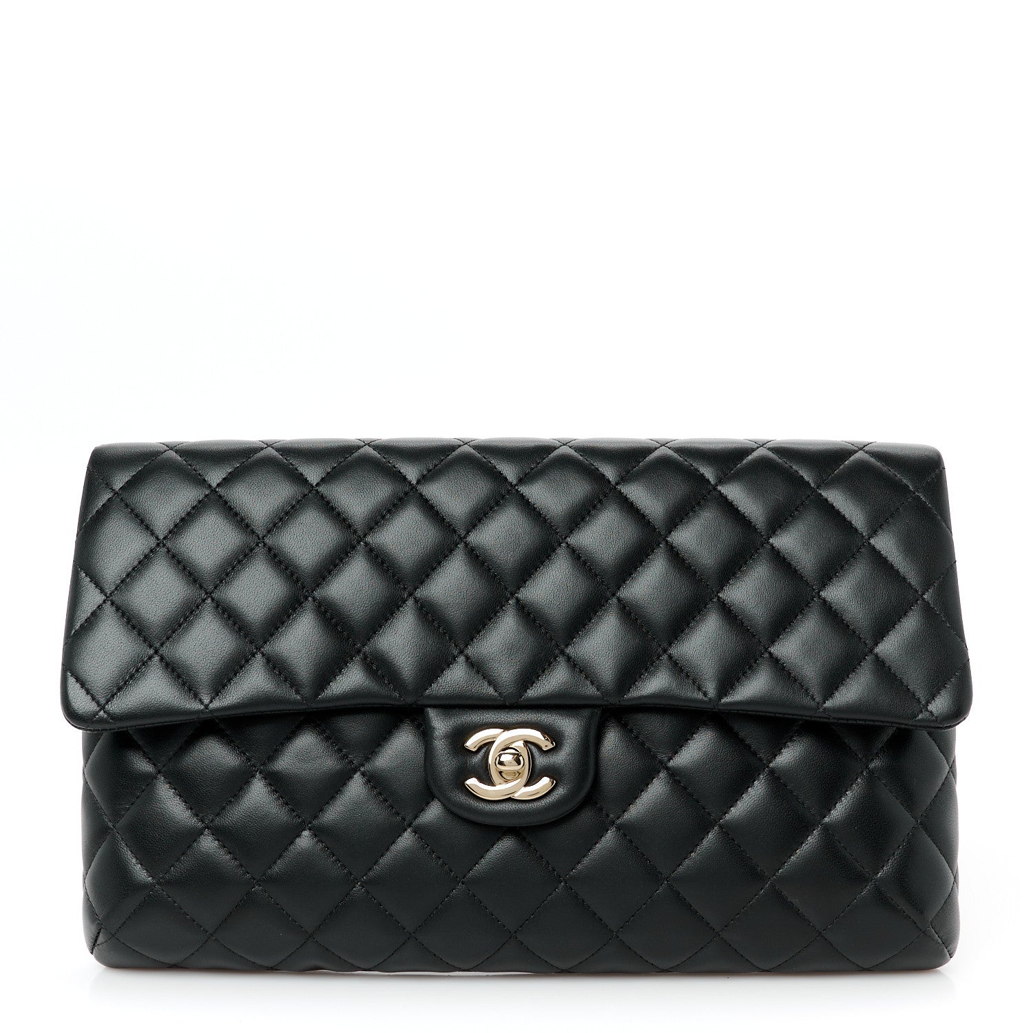 Chanel Lambskin Quilted Flap Clutch Black 1 of 9