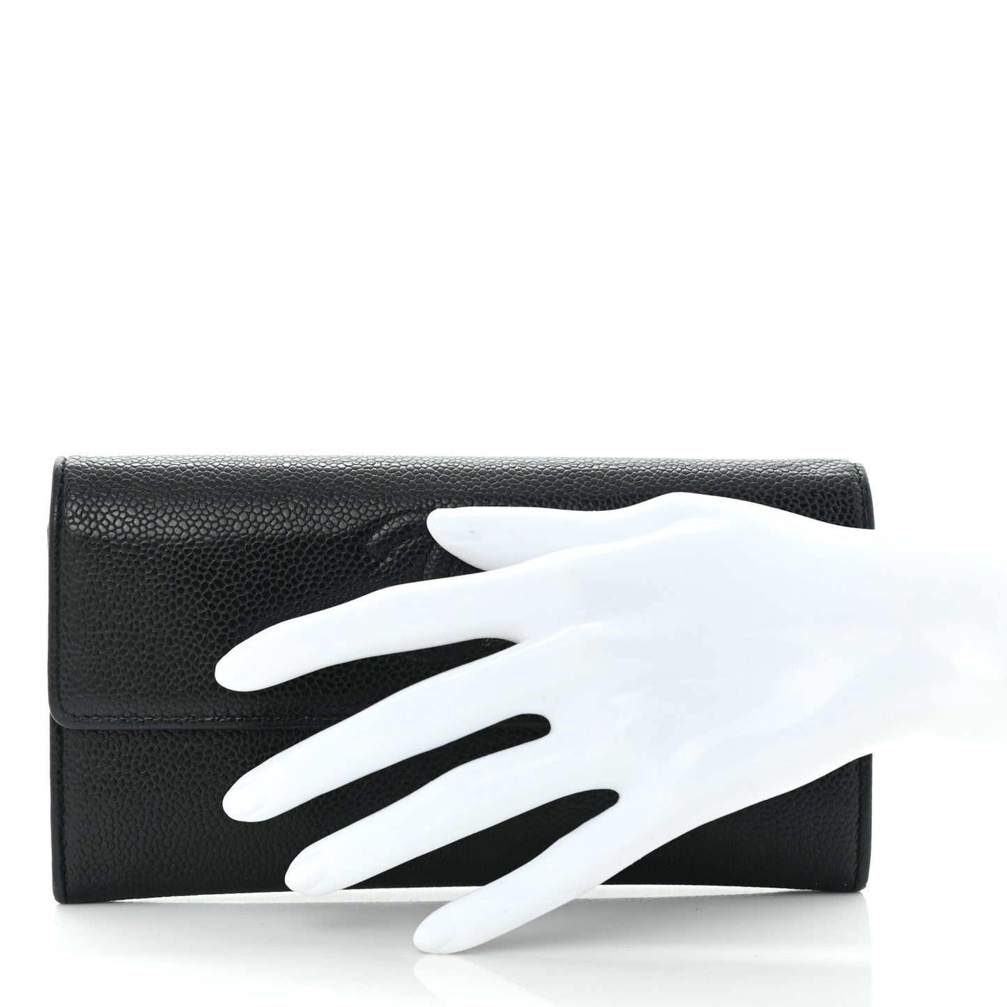 Caviar Timeless CC Large Gusset Flap Wallet Black