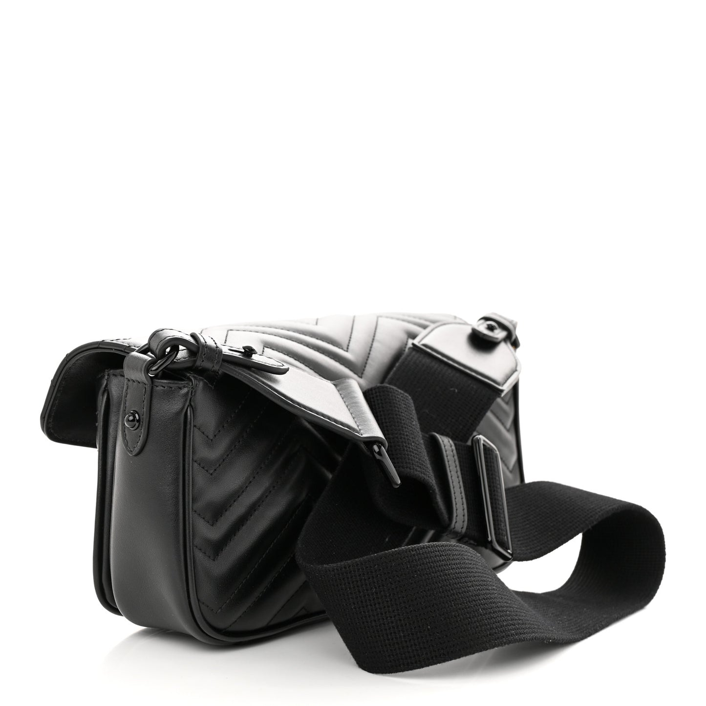 Calfskin Matelasse Monochrome GG Marmont Crossbody Shoulder Bag Black