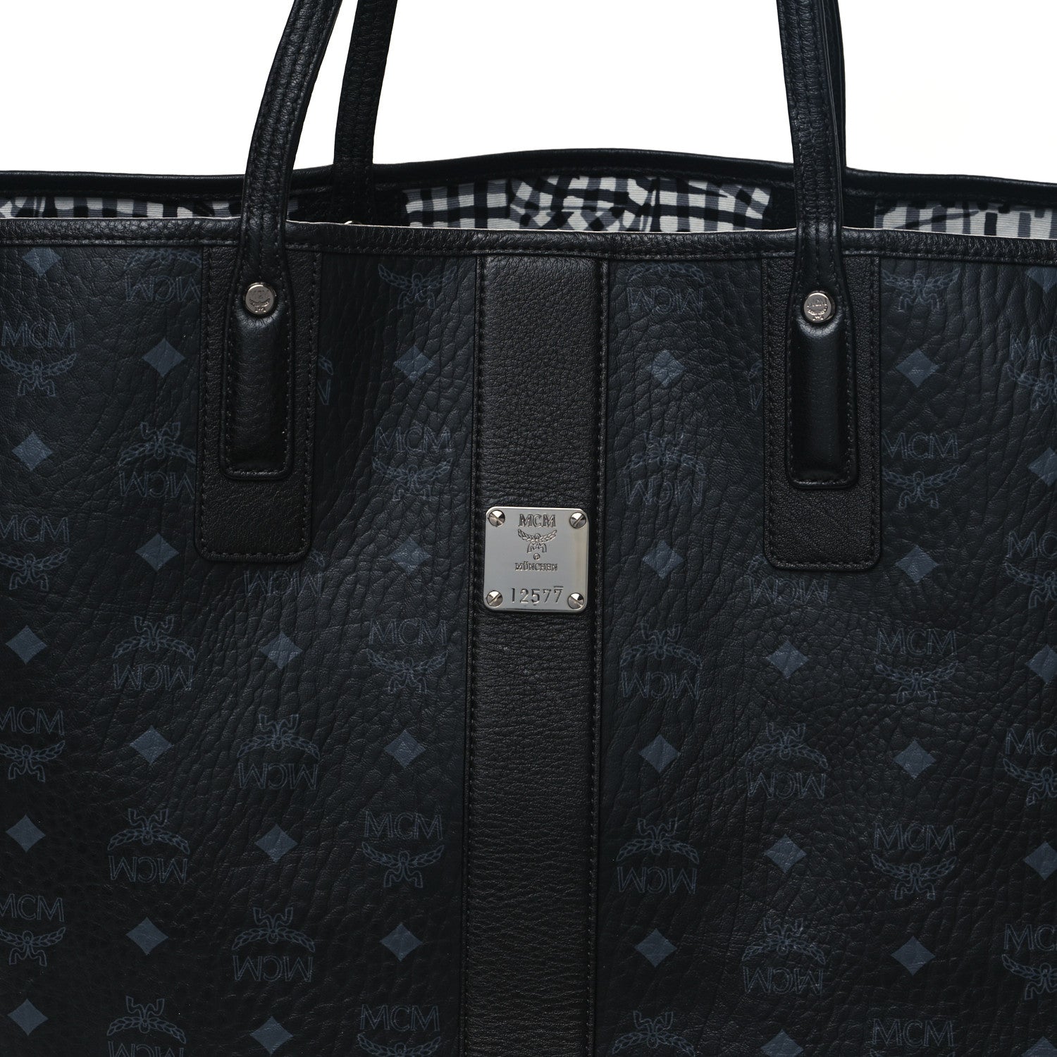 MCM Visetos Large Liz Reversible Shopper Tote Black 10 of 17
