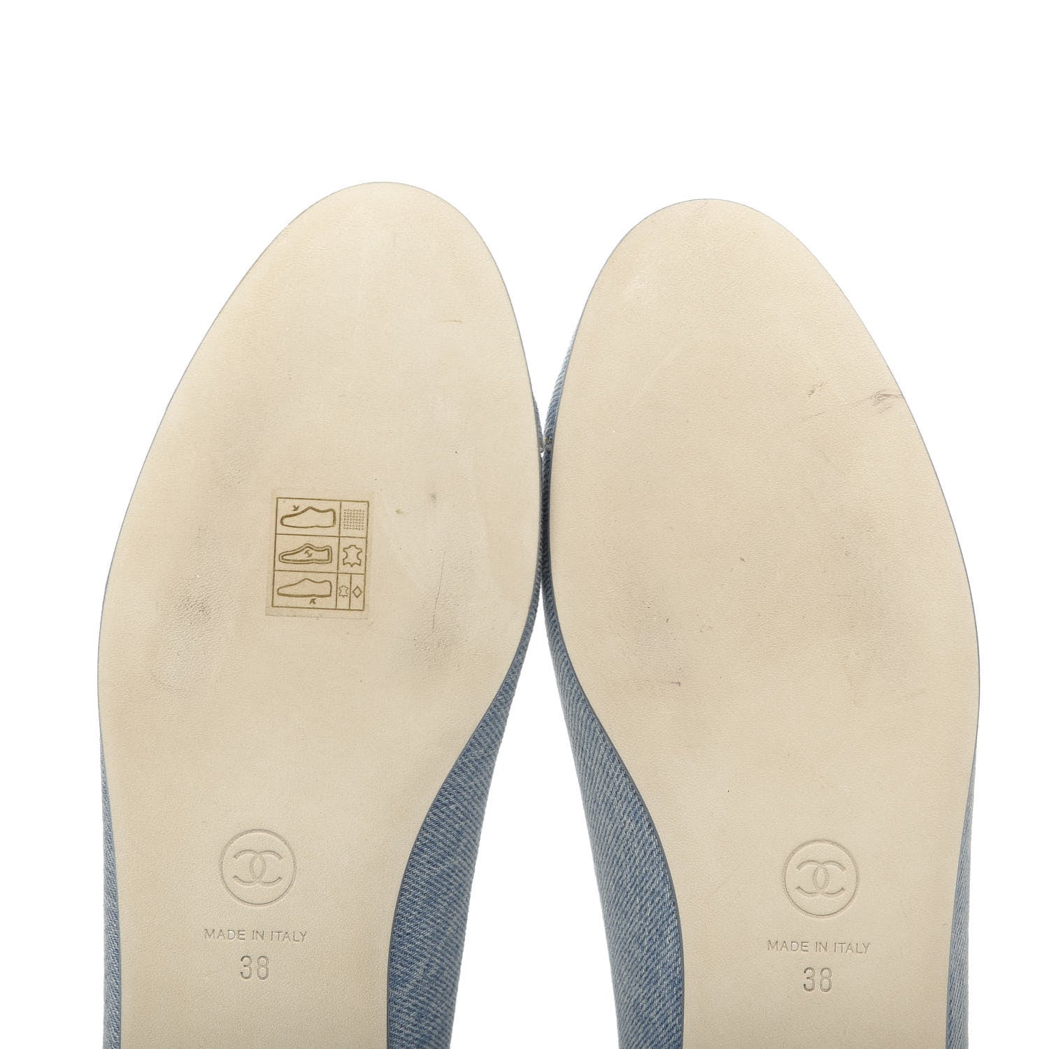 Chanel Denim CC Cap Toe Ballerina Flats 38 Light Blue 9 of 10