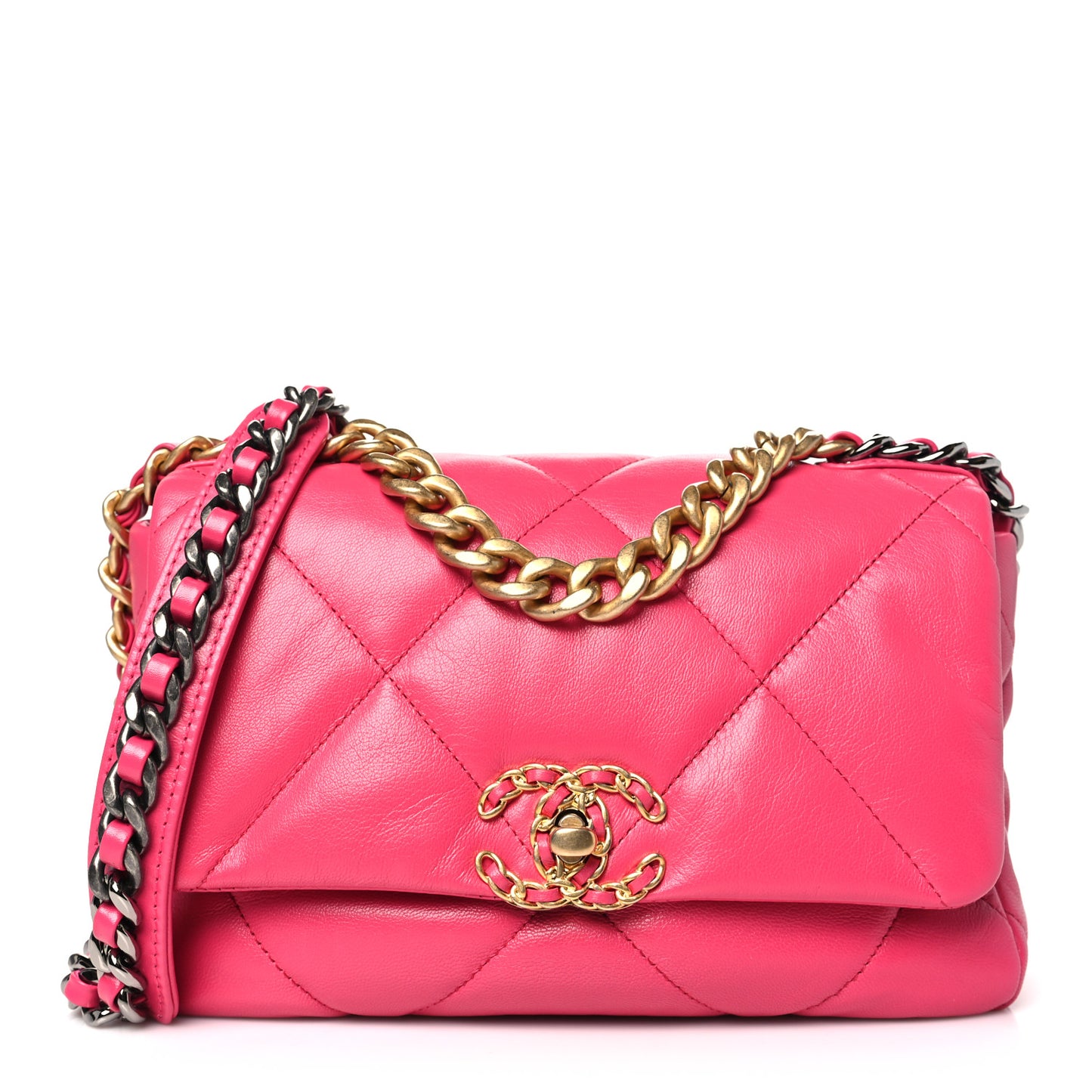 Lambskin Quilted Medium Chanel 19 Flap Pink
