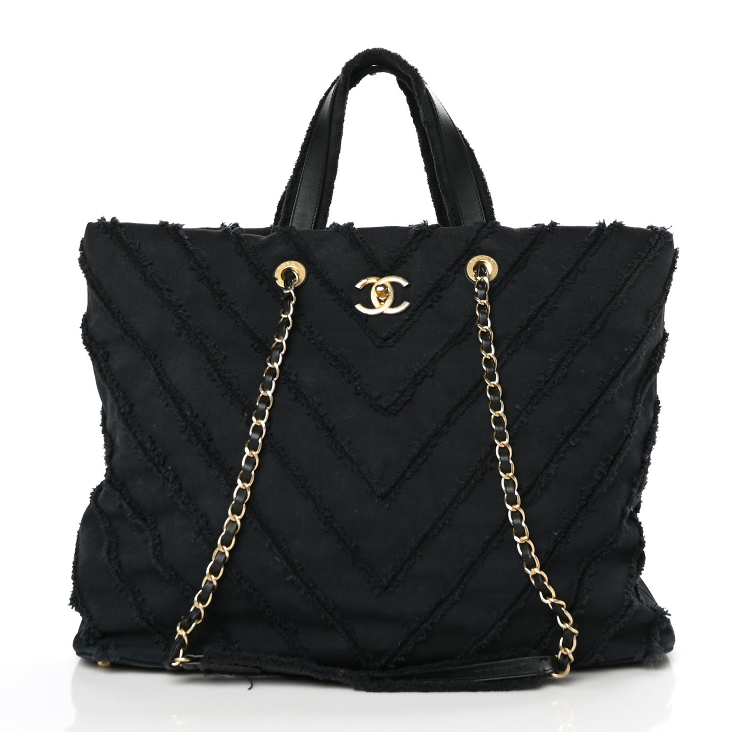 Canvas Chevron Cuba Patchwork Shopper Tote Black