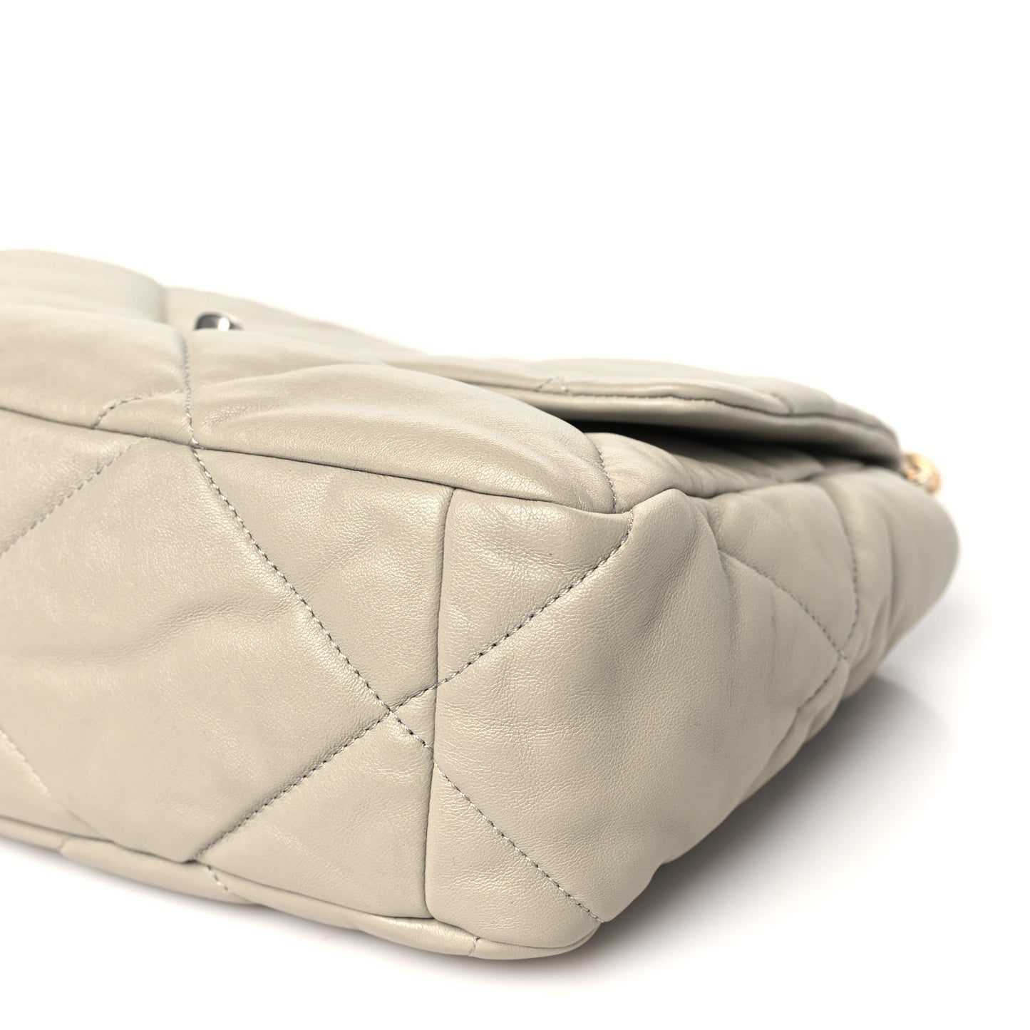Lambskin Quilted Large Chanel 19 Flap Light Grey