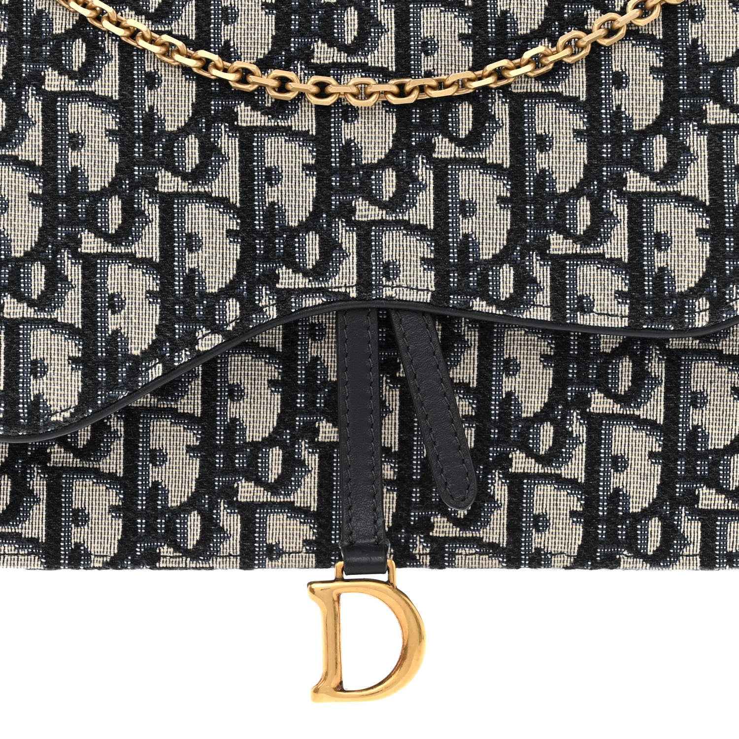 Christian Dior Oblique Saddle Chain Pouch Blue 8 of 13