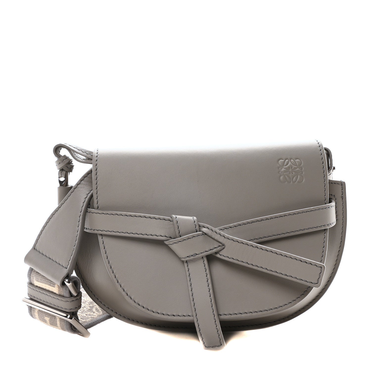 Loewe Calfskin Jacquard Mini Gate Dual Bag Ash Grey 1681569