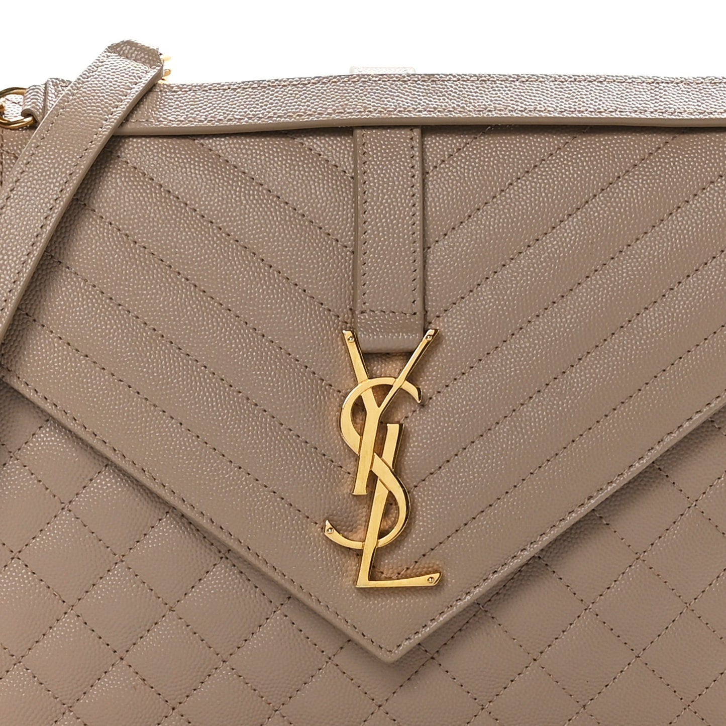 Grain De Poudre Mixed Matelasse Large Triquilt Monogram Satchel Dark Beige