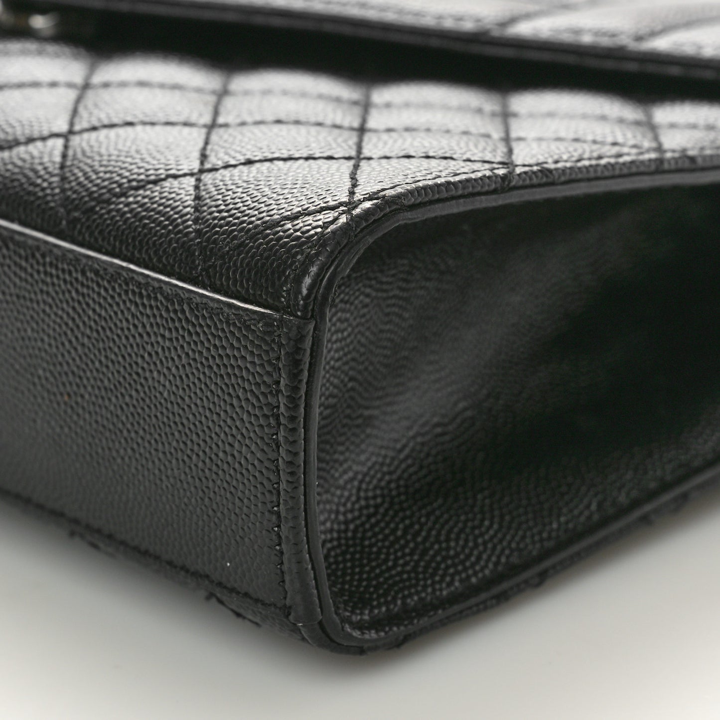 Grain De Poudre Textured Mixed Matelasse Triquilt Medium Monogram Monochrome Satchel Black