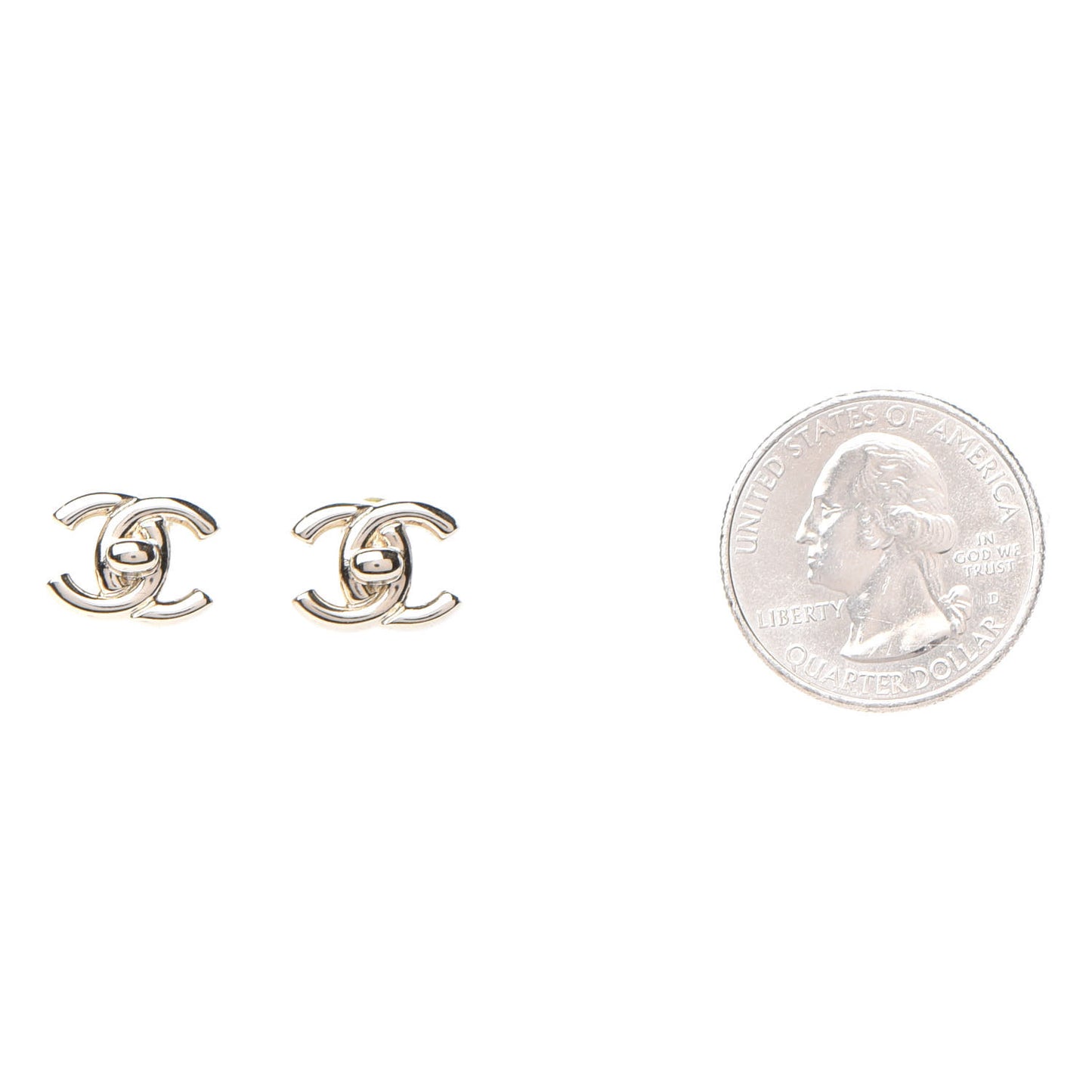 Metal CC Turnlock Earrings Gold
