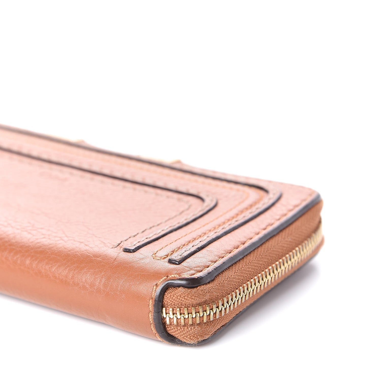 Grained Calfskin Marcie Long Zip Around Wallet Tan