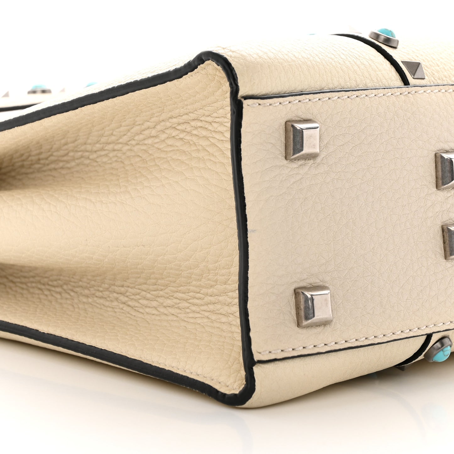 Grainy Calfskin My Rockstud Rolling Frame Bag Light Ivory