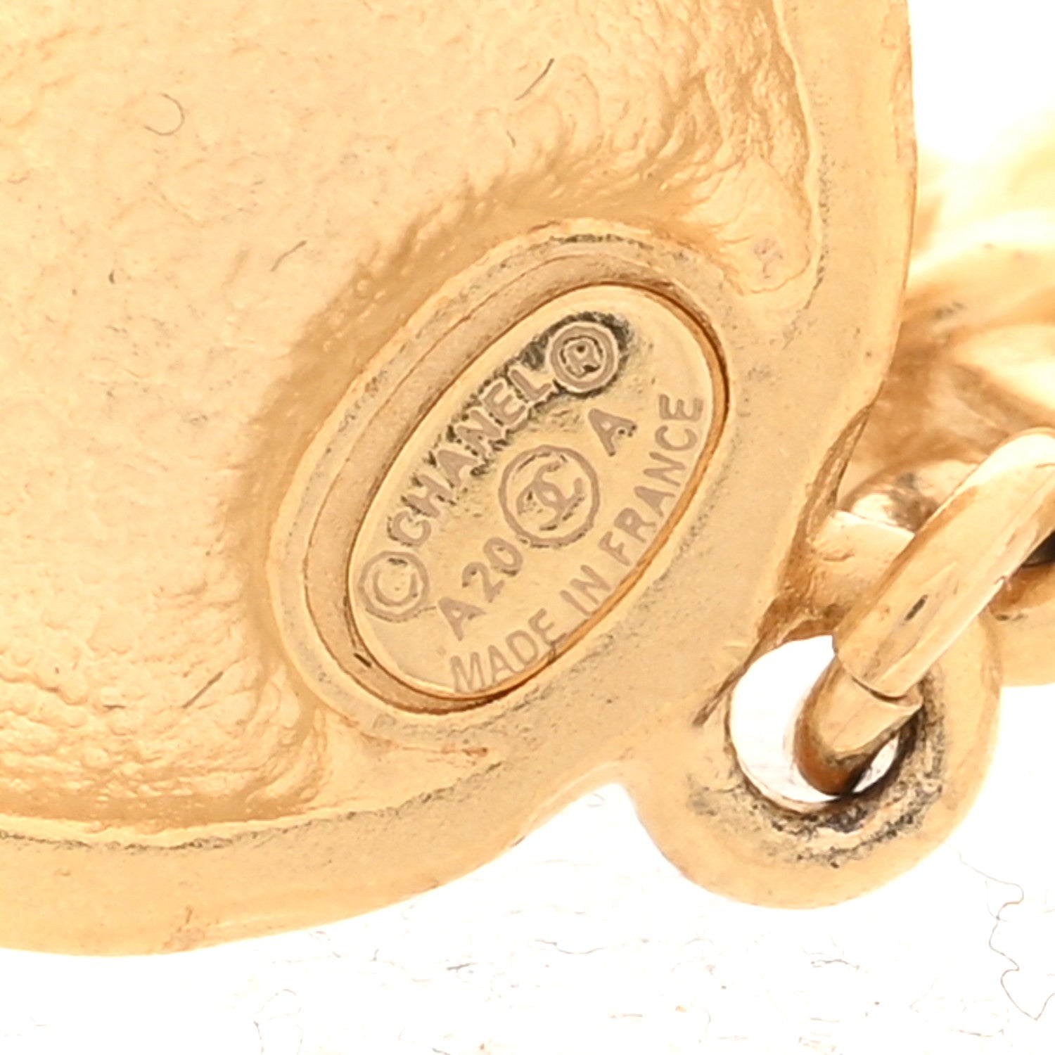 Chanel Metal Crystal CC Paris Chain Link Hoop Earrings Gold 4 of 5