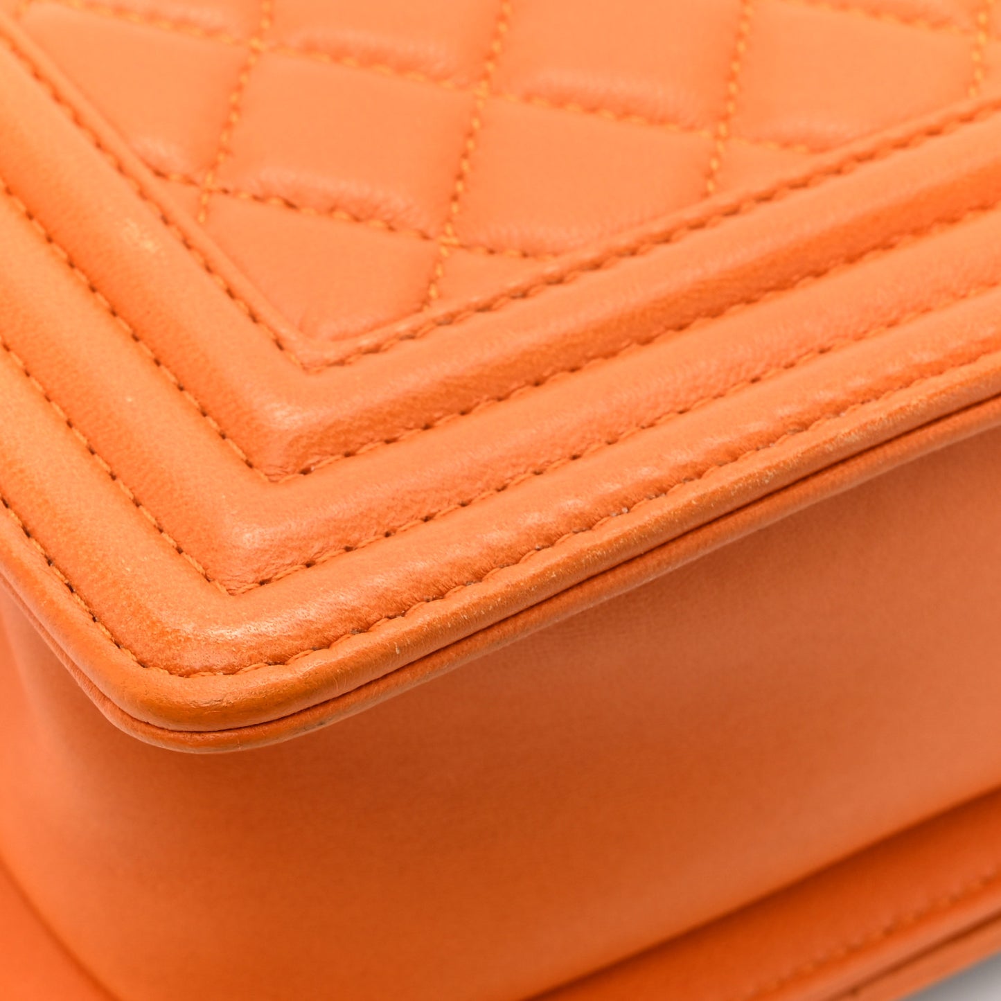 Lambskin Quilted Small Boy Flap Orange
