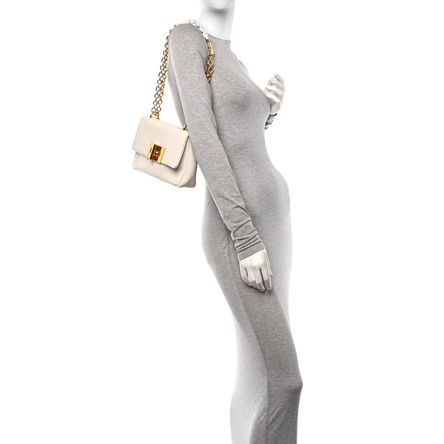 Calfskin Natalia Chain Bag White