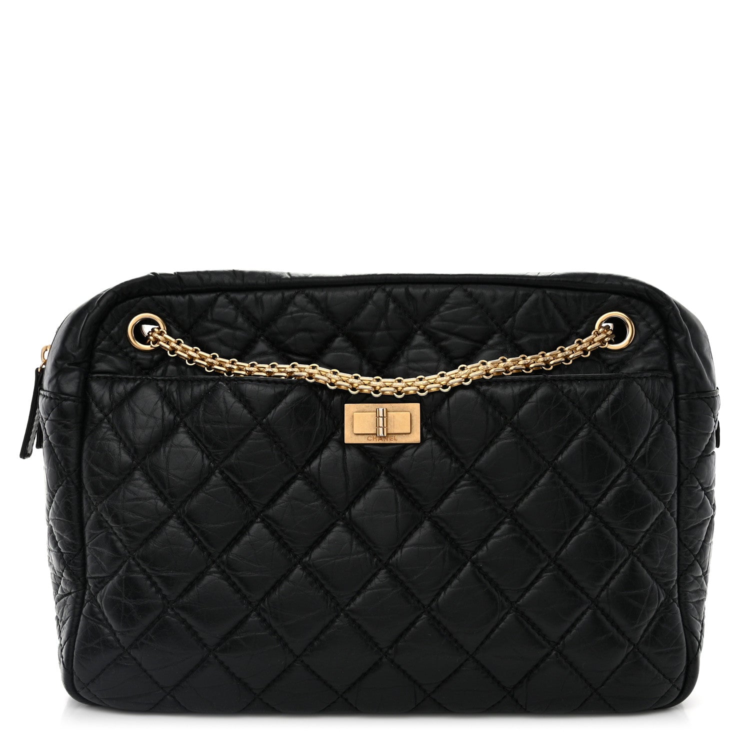 Chanel Aged Calfskin Quilted Large Reissue Camera Case Black 1 of 10