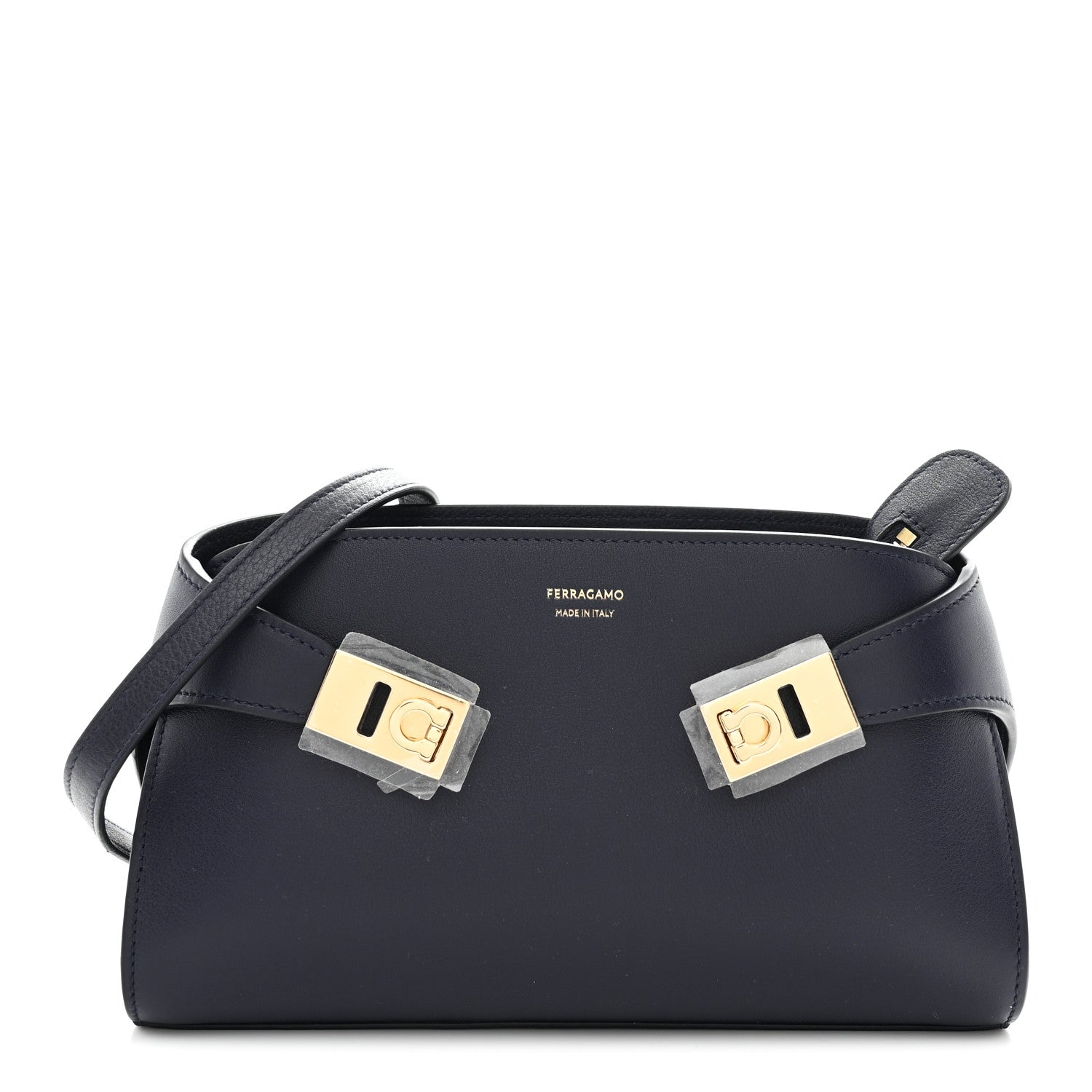 Salvatore Ferragamo Calfskin Mini Hug Crossbody Bag Midnight