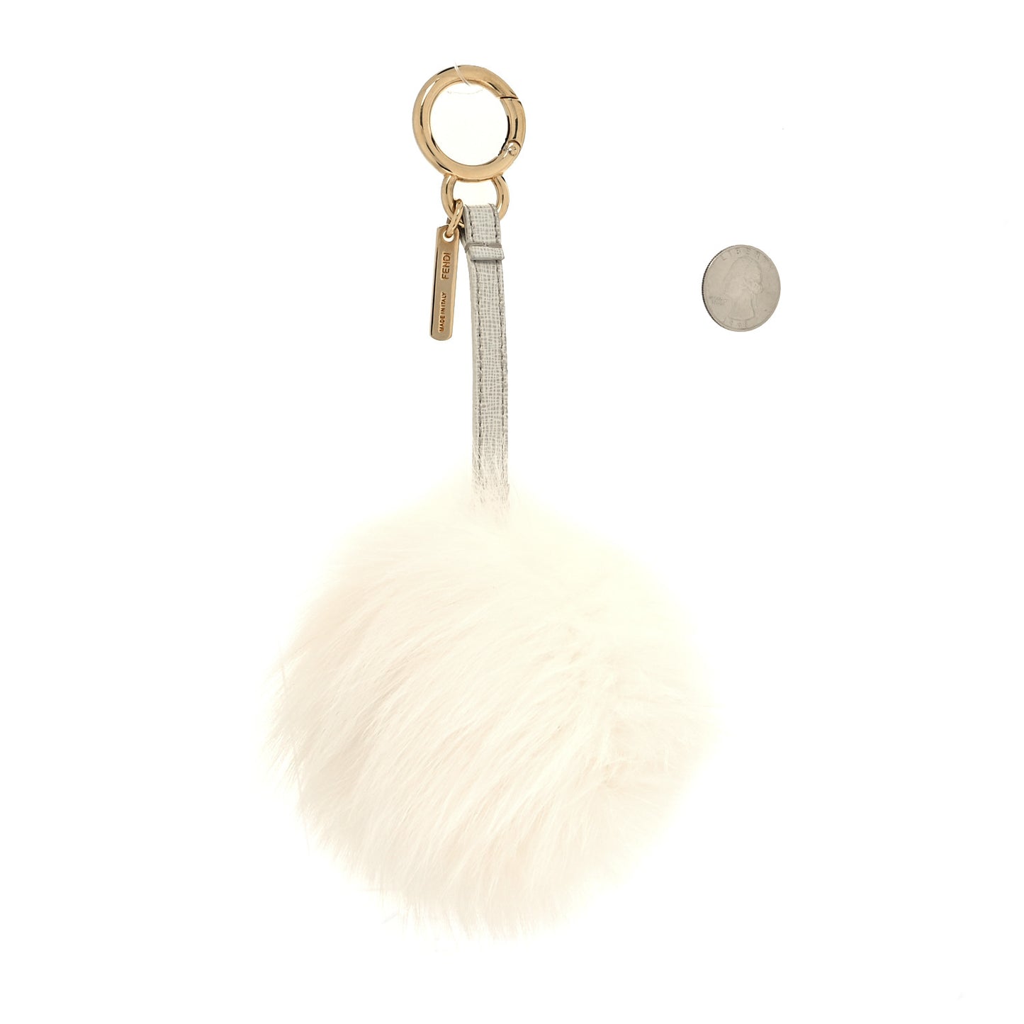 Fox Fur Pom Pom Bag Charm White