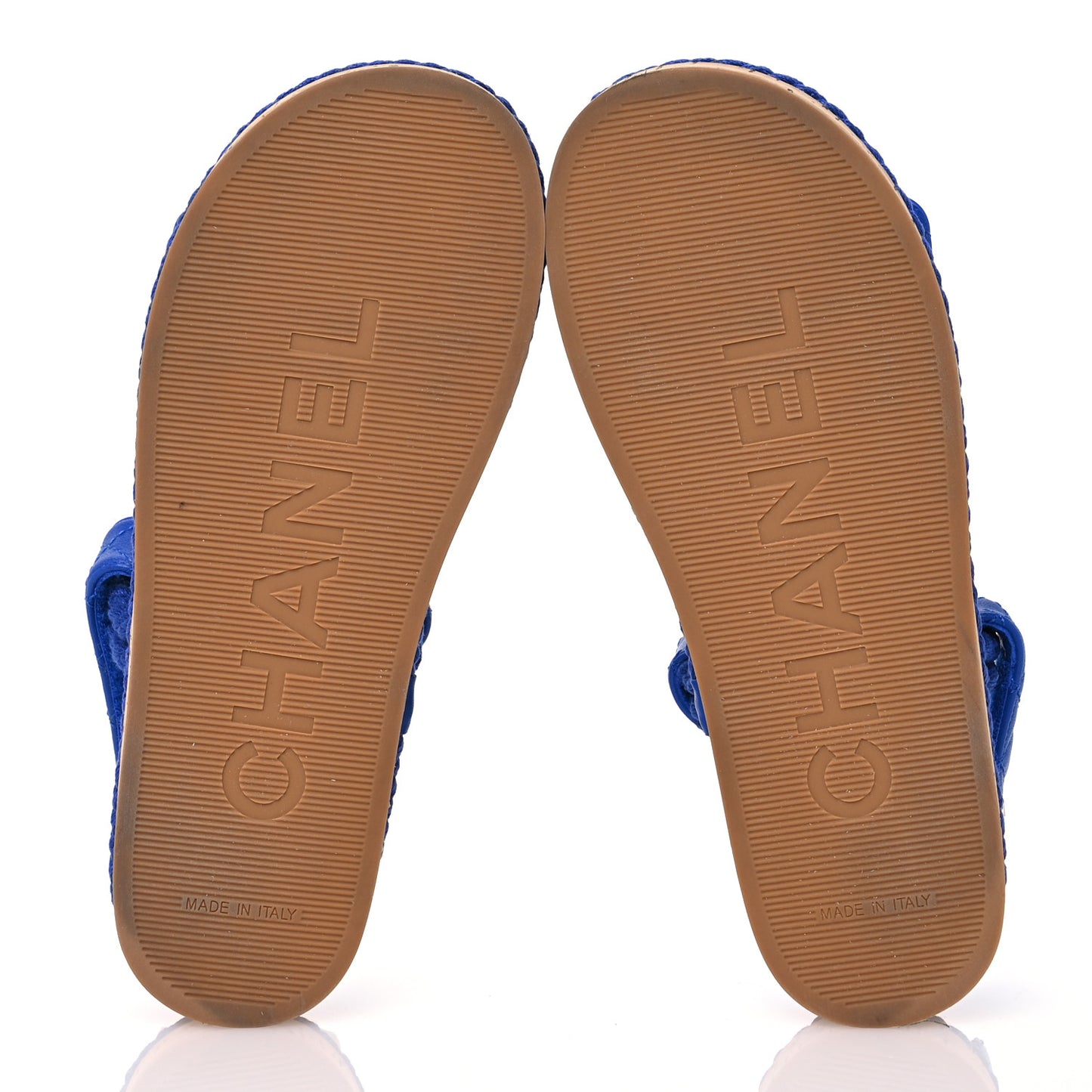 Cord Lambskin Quilted Logo Sandals 36 Blue
