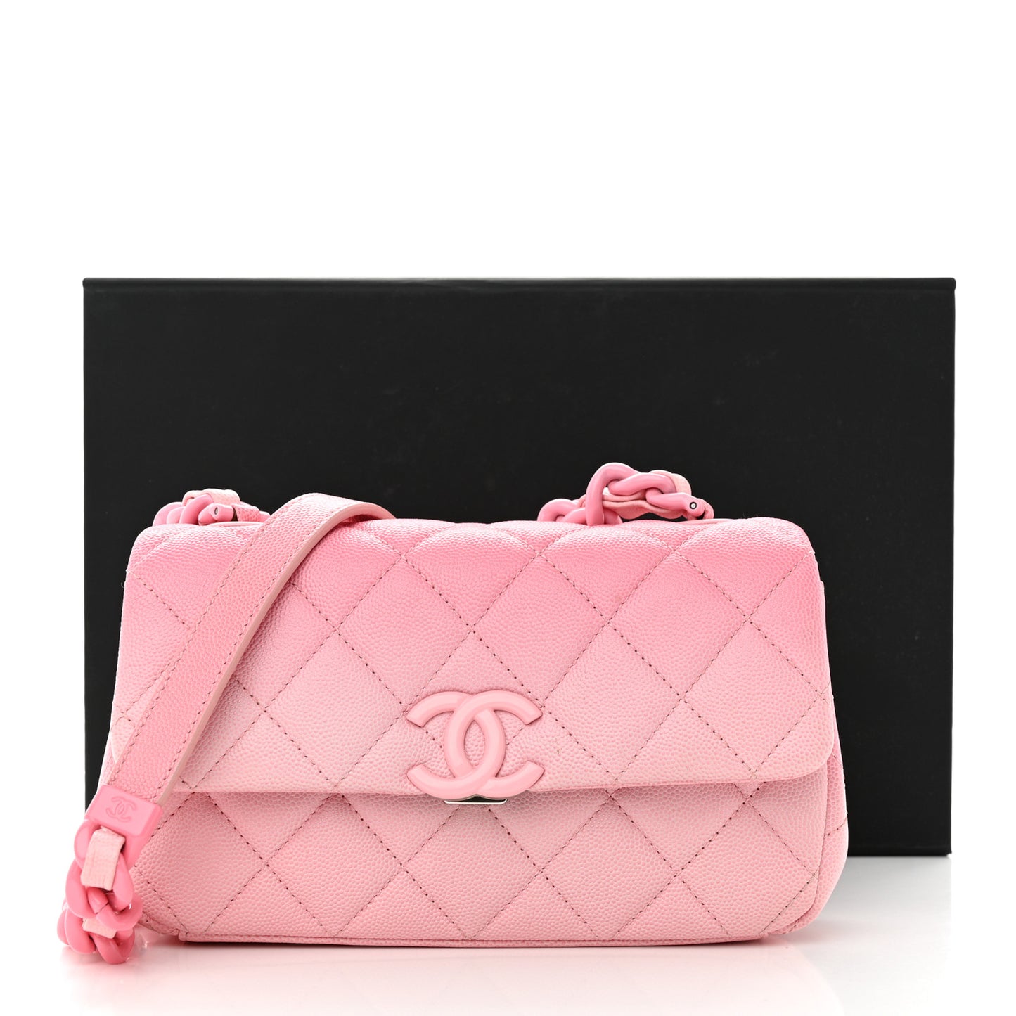 Shaded Caviar Quilted My Everything Small Flap Pink Light Pink