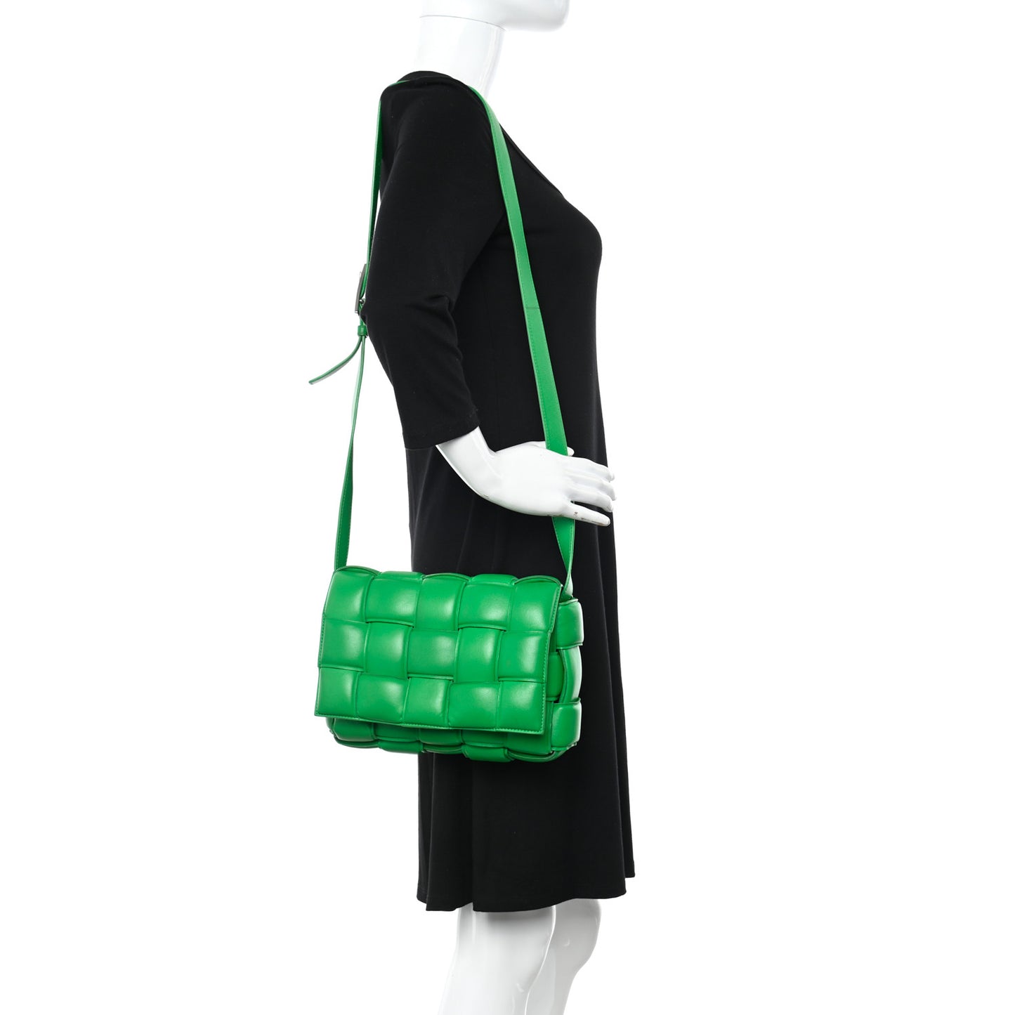 Nappa Maxi Intreccio Padded Cassette Crossbody Bag Grass